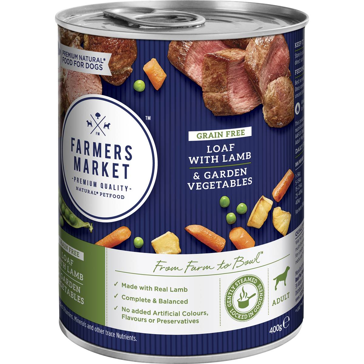 Farmers Market Grain Free Loaf With Lamb & Veg Wet Dog Food 400g Woolworths