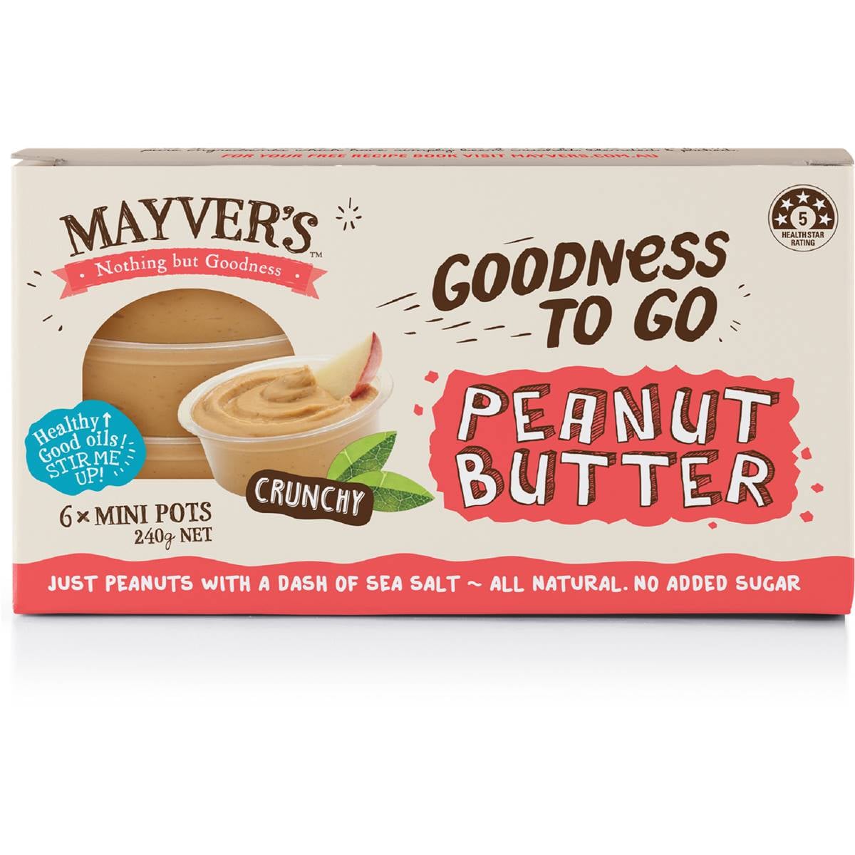 Mayver's Goodness To Go Crunchy Peanut Butter 6 Pack Woolworths