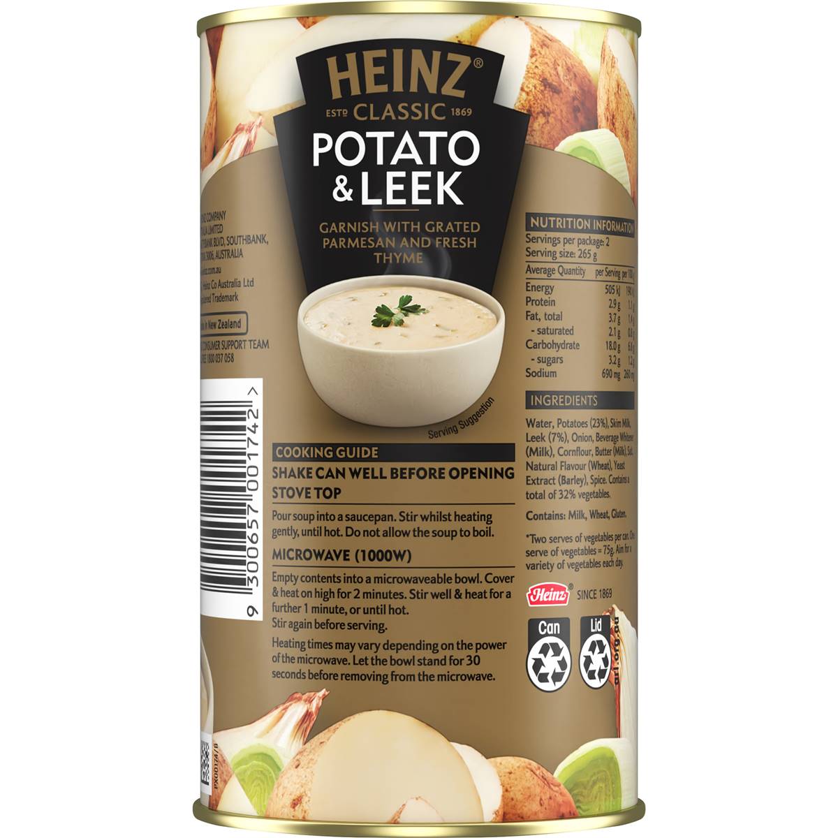 Heinz Classic Potato & Leek Soup Canned Vegetable Soup 535g | Woolworths