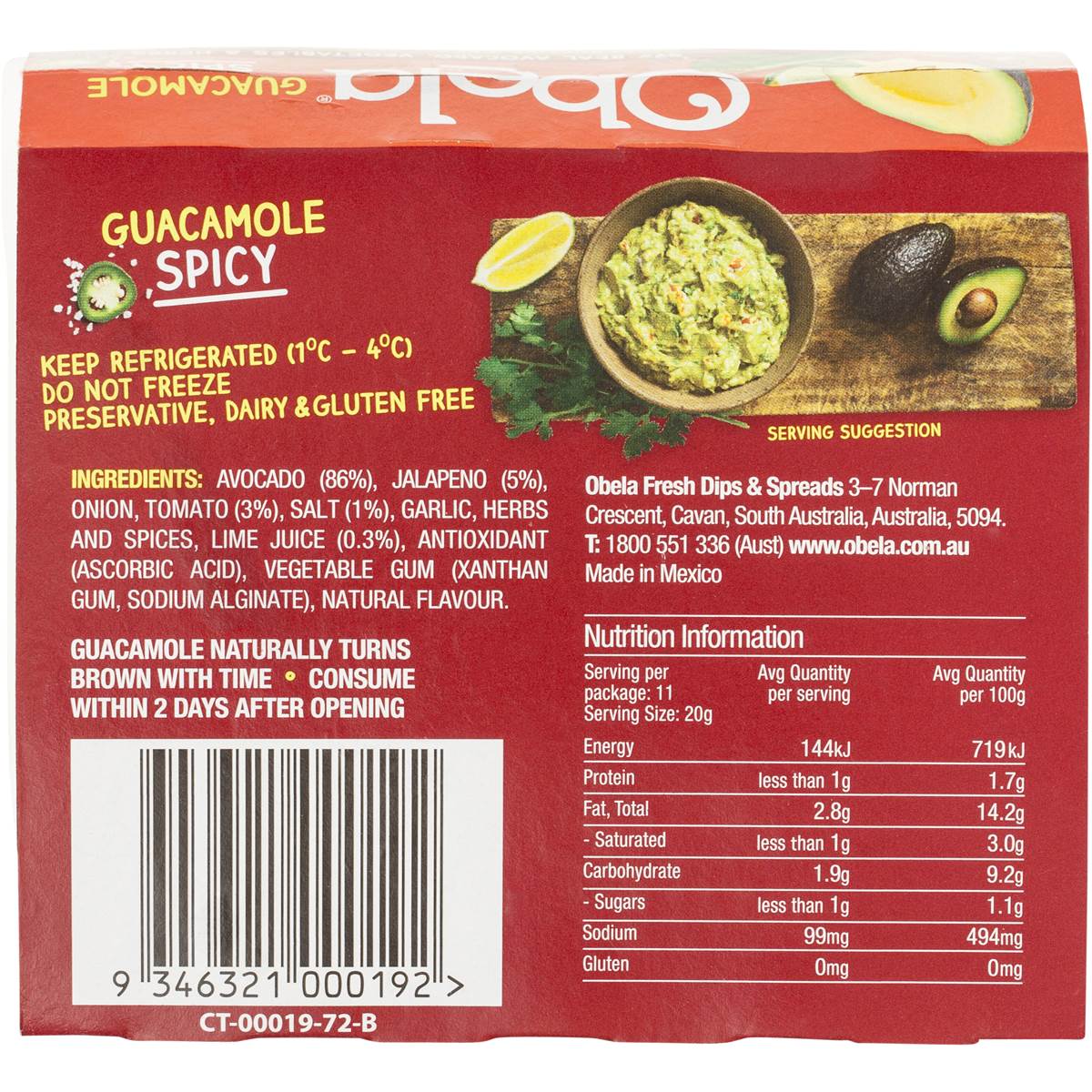 Obela Spicy Guacamole 220g Woolworths