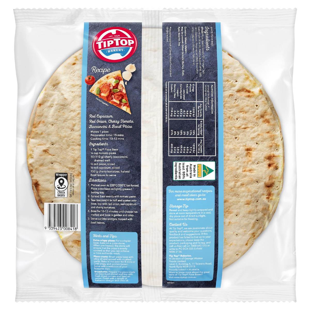 Tip Top Bakery Pizza Bases White 12 Inch 2 Pack Woolworths