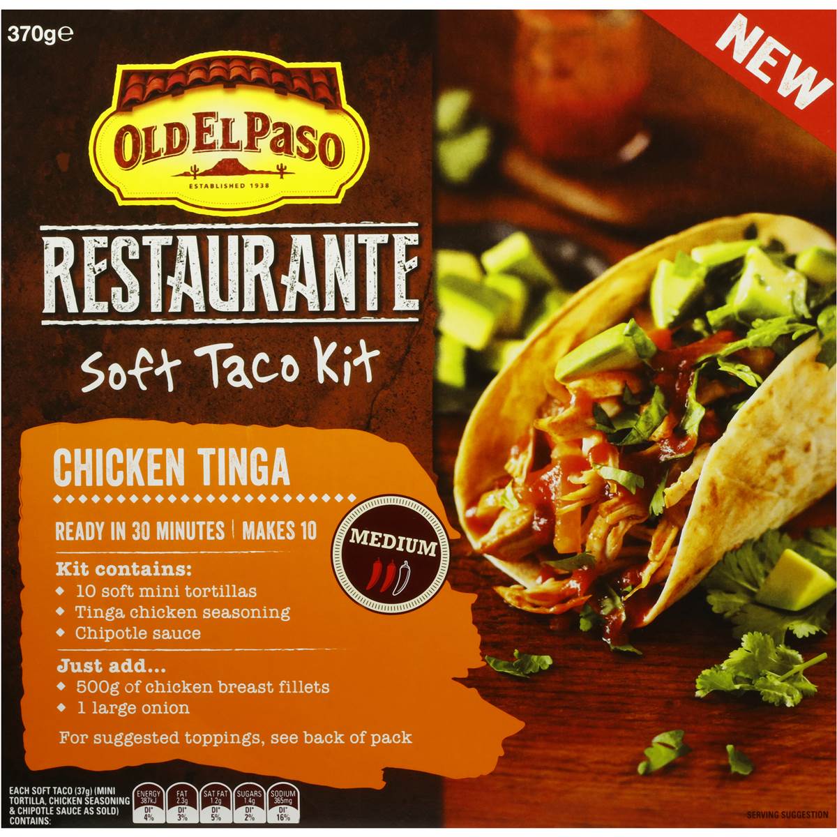 Old El Paso Restaurante Chicken Tinga Kit 370g Woolworths