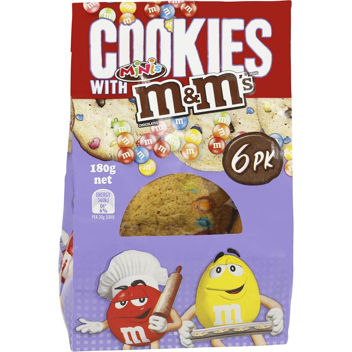 Cookies With M&m's Mini's 6pk 180g | Woolworths