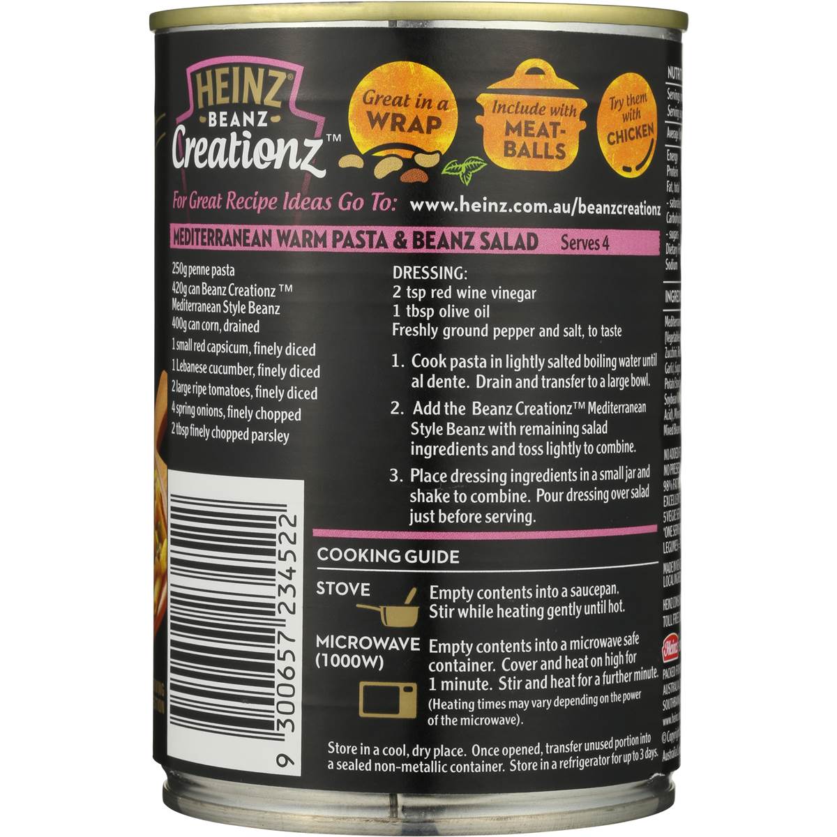 Heinz Creationz Mediterranean Style Beanz 420g Woolworths