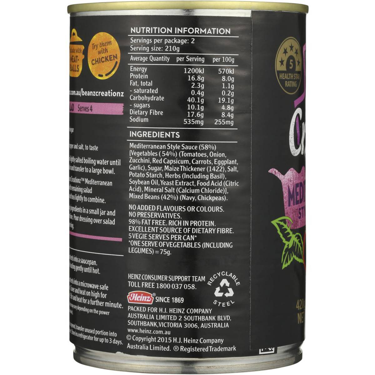 Heinz Creationz Mediterranean Style Beanz 420g Woolworths