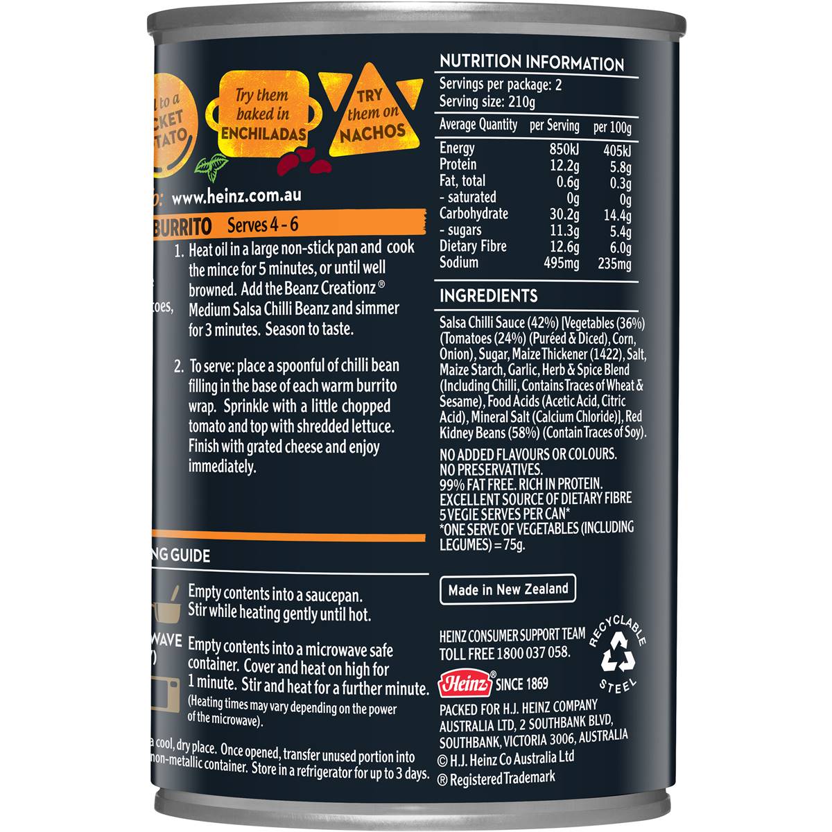 Heinz Beanz Creationz Baked Beans Medium Salsa Chilli Beanz 420g