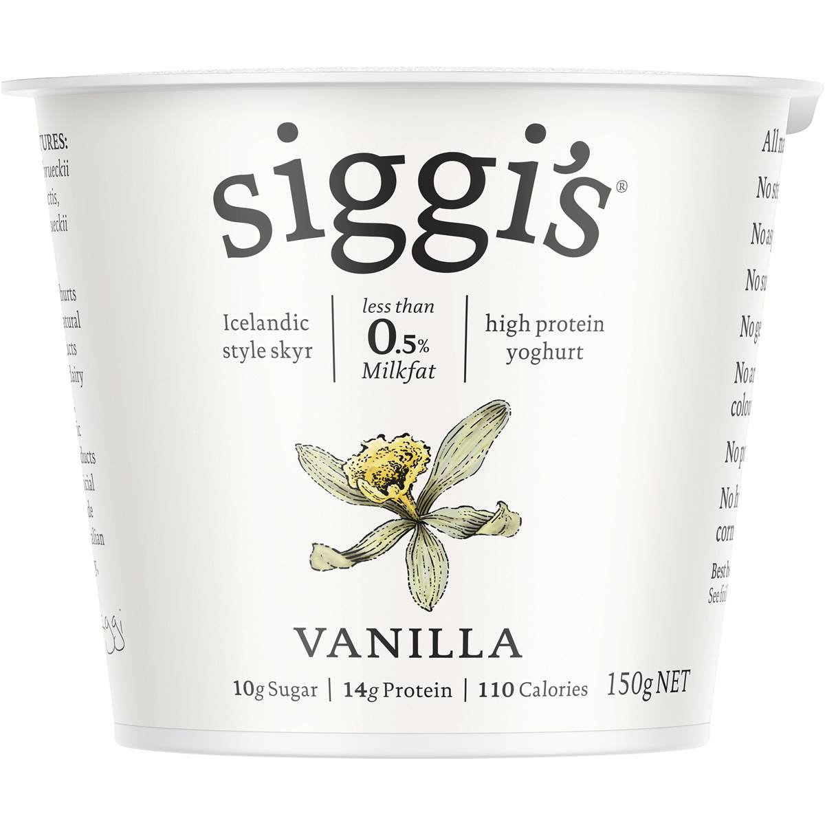 Siggi's 0.5 % Fat Yoghurt Vanilla 150g | Woolworths