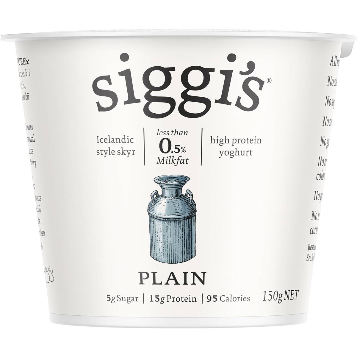 Siggi's 0.5 % Fat Yoghurt Plain 150g | Woolworths