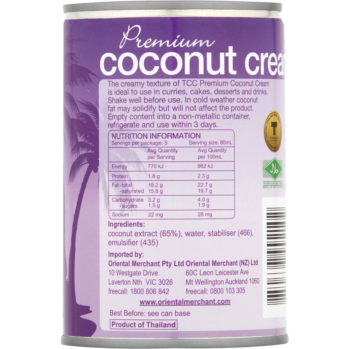 Tcc Coconut Cream 400ml Woolworths