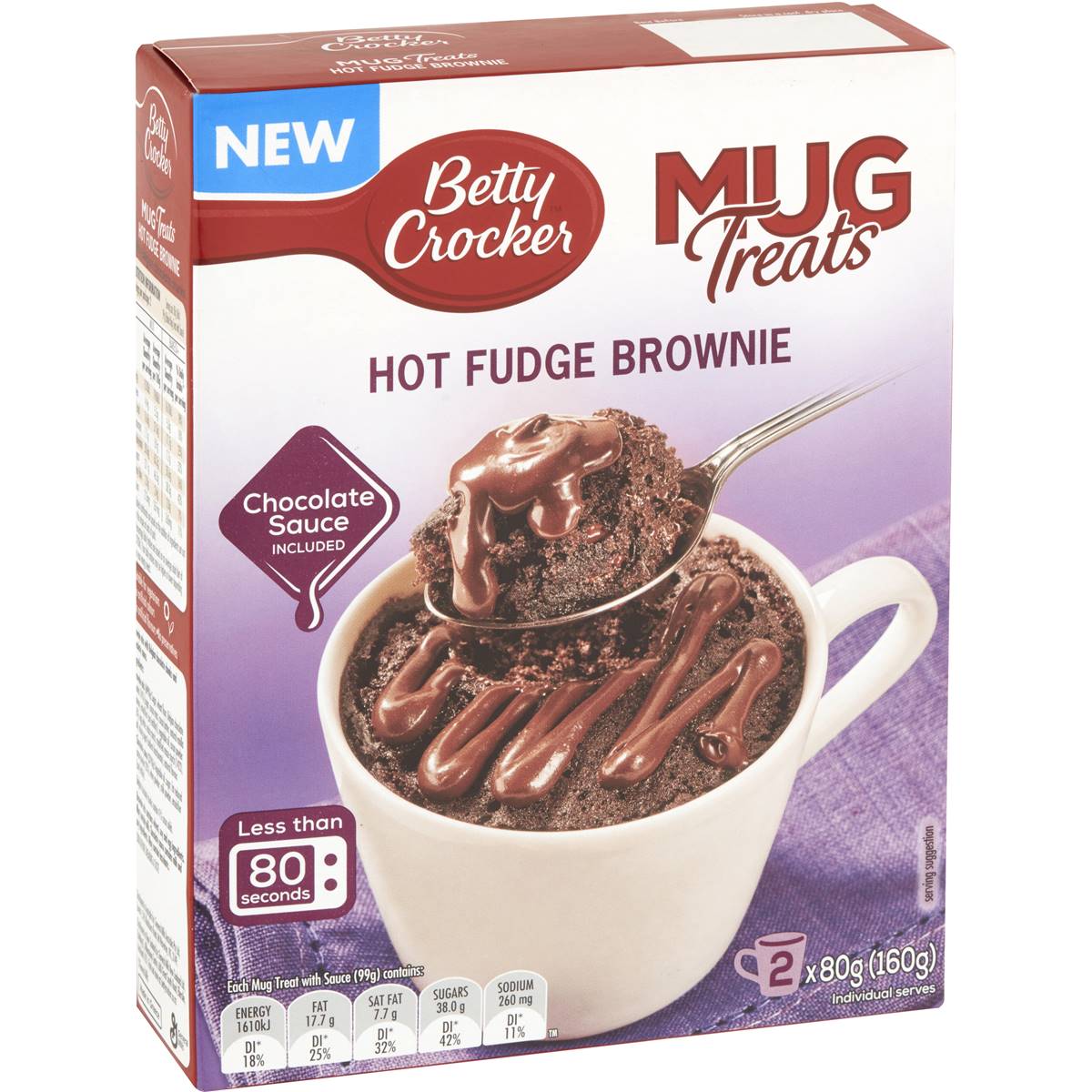 Betty Crocker Mug Treats Hot Fudge Brownie 80g X2 Pack | Woolworths