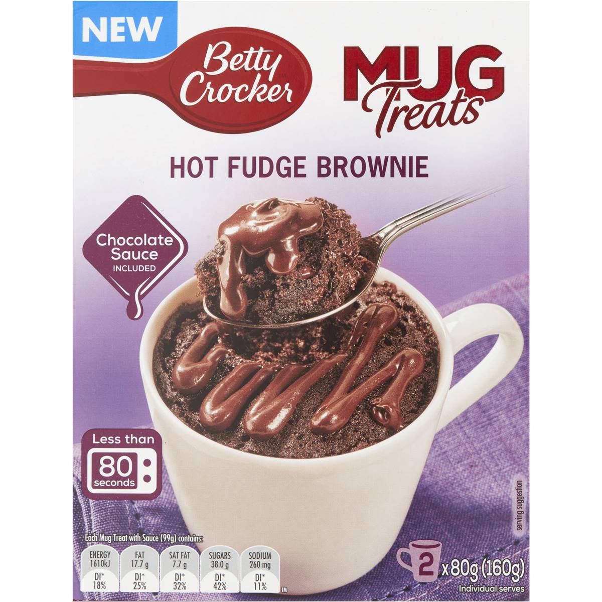 Betty Crocker Mug Treats Hot Fudge Brownie 80g X2 Pack | Woolworths