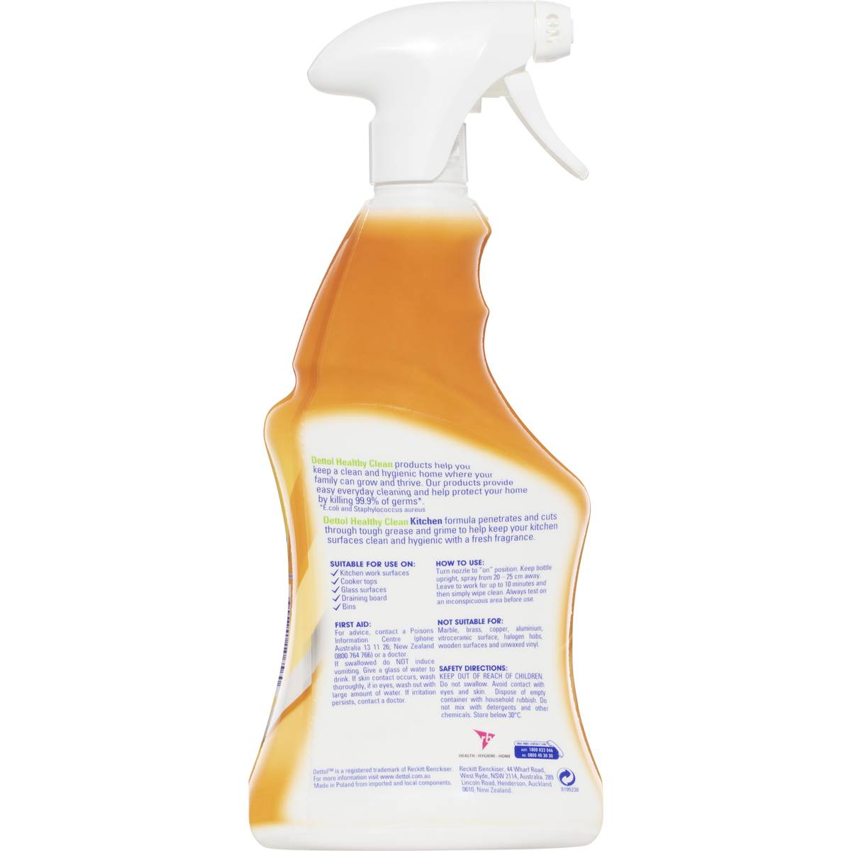 Dettol Healthy Clean Antibacterial Kitchen Cleaner Trigger Spray 500ml ...