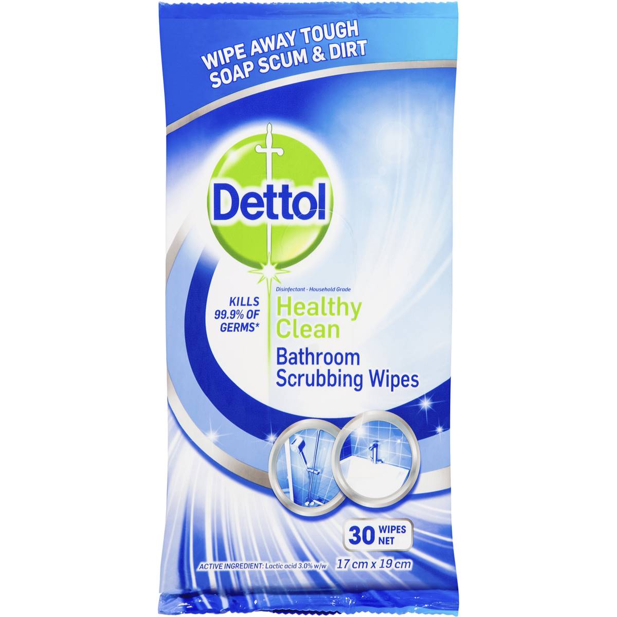 Dettol Healthy Clean Bathroom Wipes 30pk | Woolworths