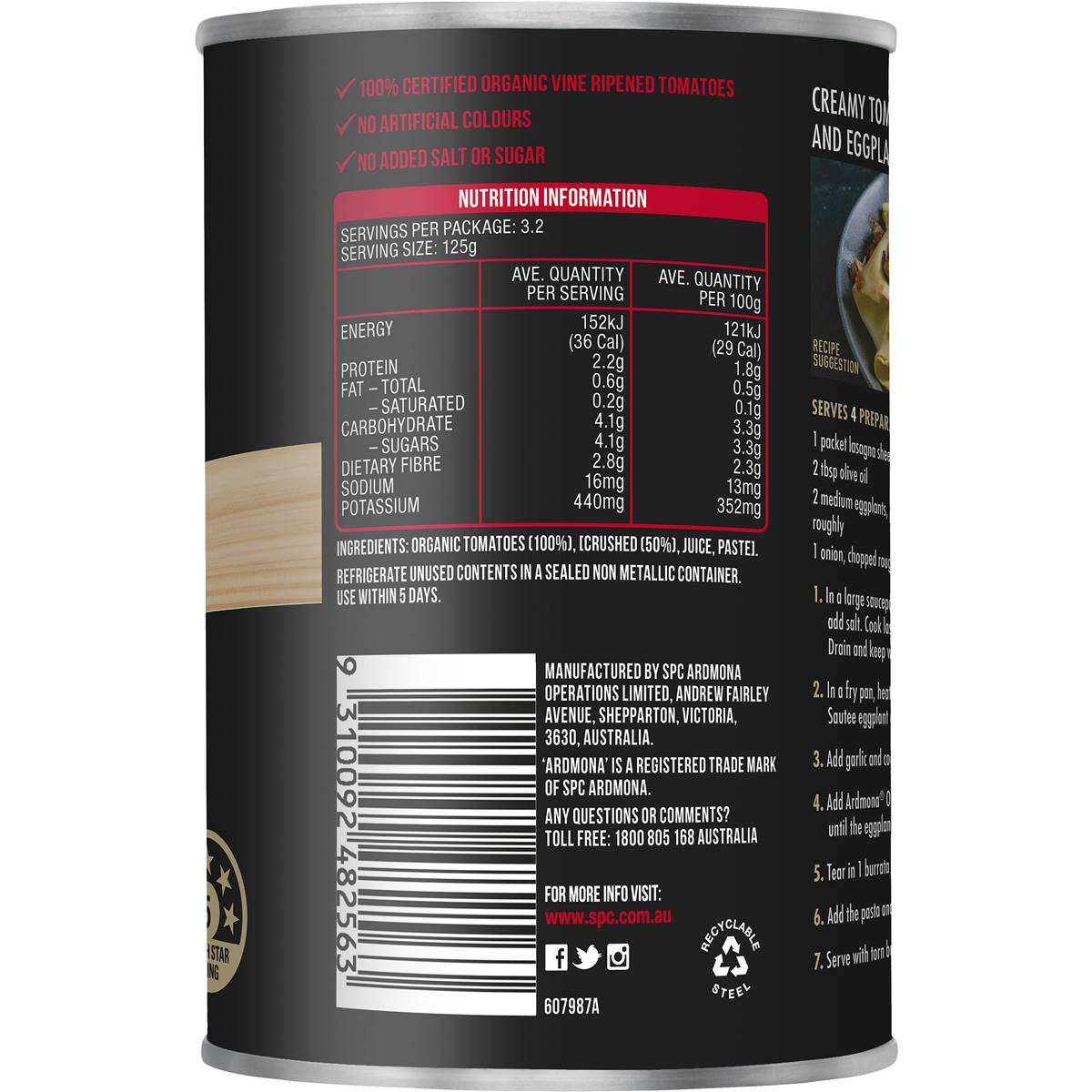 Ardmona Organic Finely Crushed Tomatoes 400g Woolworths