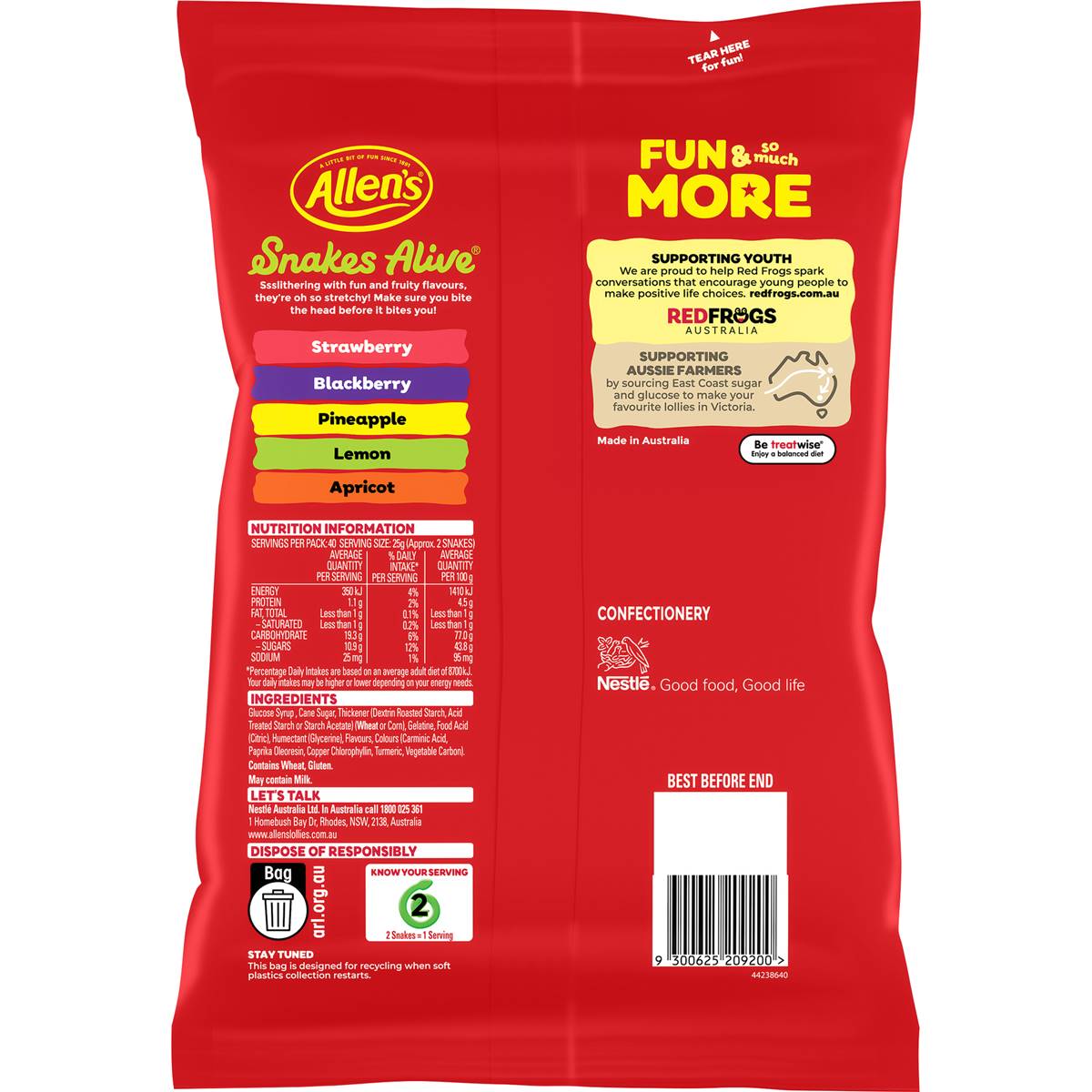 Allens Snakes Alive Lollies Bulk Bag 1kg Woolworths