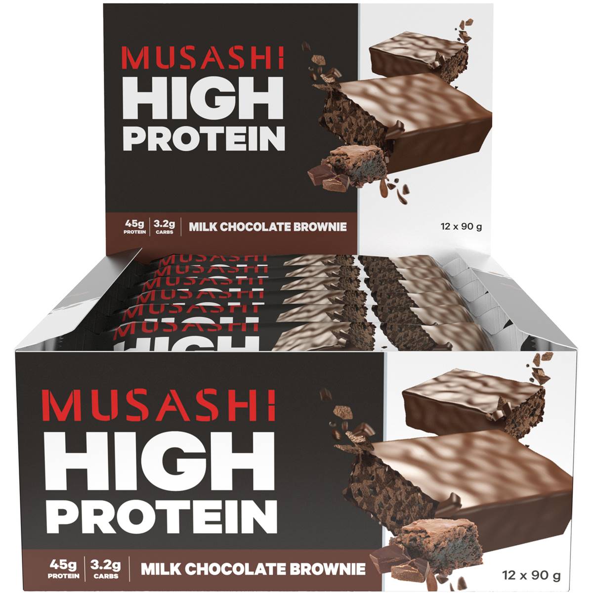 Musashi High Protein Bar Chocolate Brownie, Low Carb, 90g Woolworths