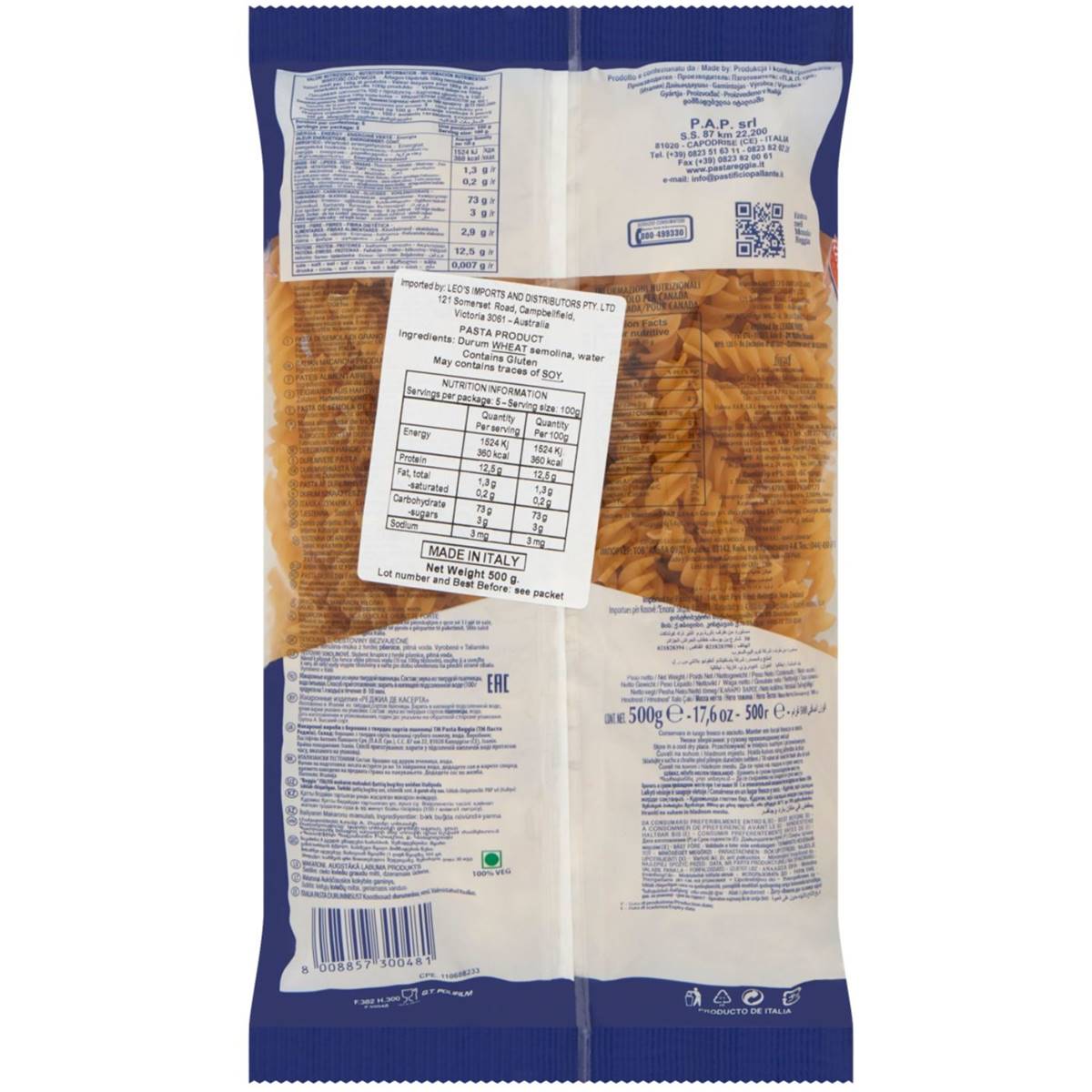 Pasta Reggia Fusilli No. 48 500g Woolworths
