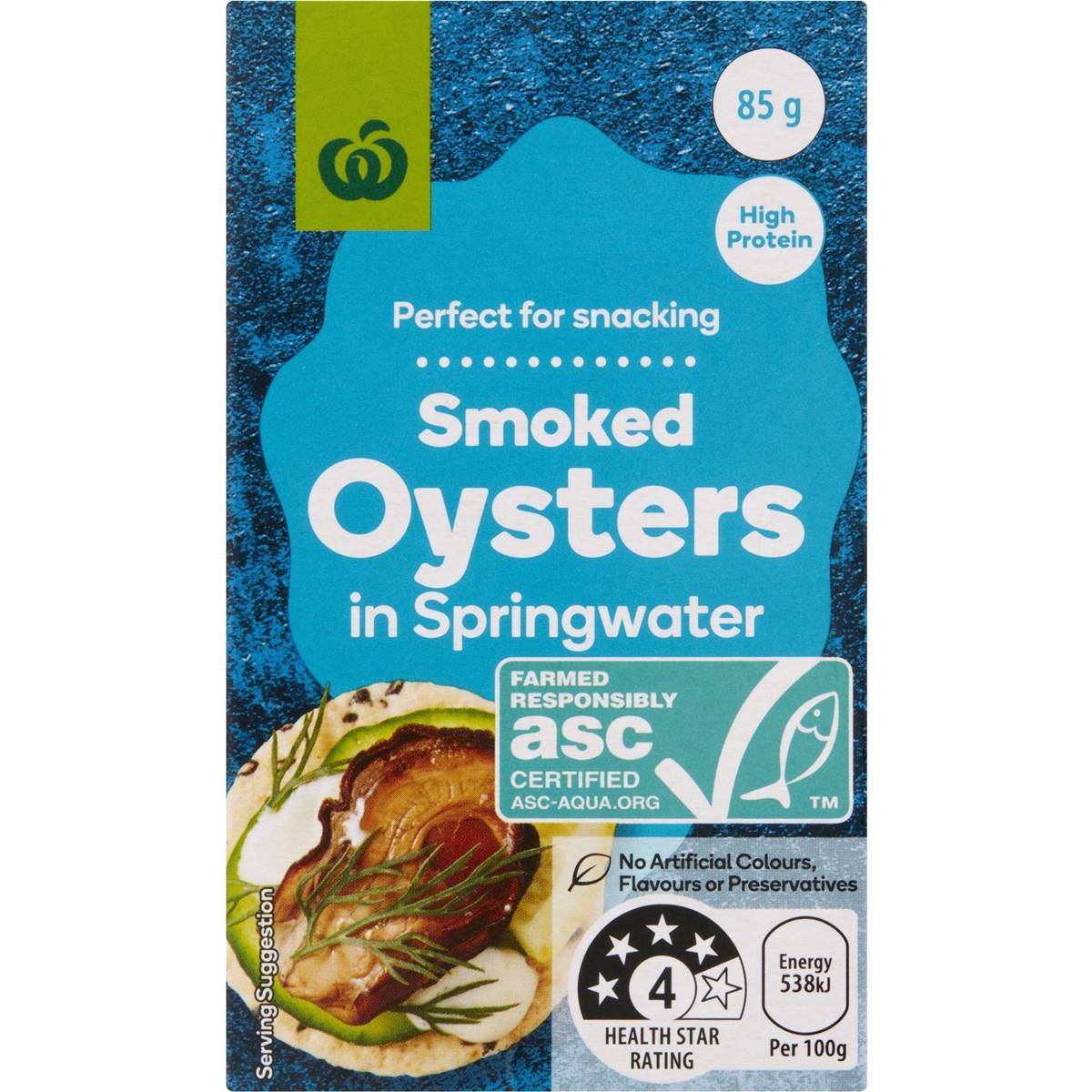 Woolworths Smoked Oysters In Springwater 85g Woolworths