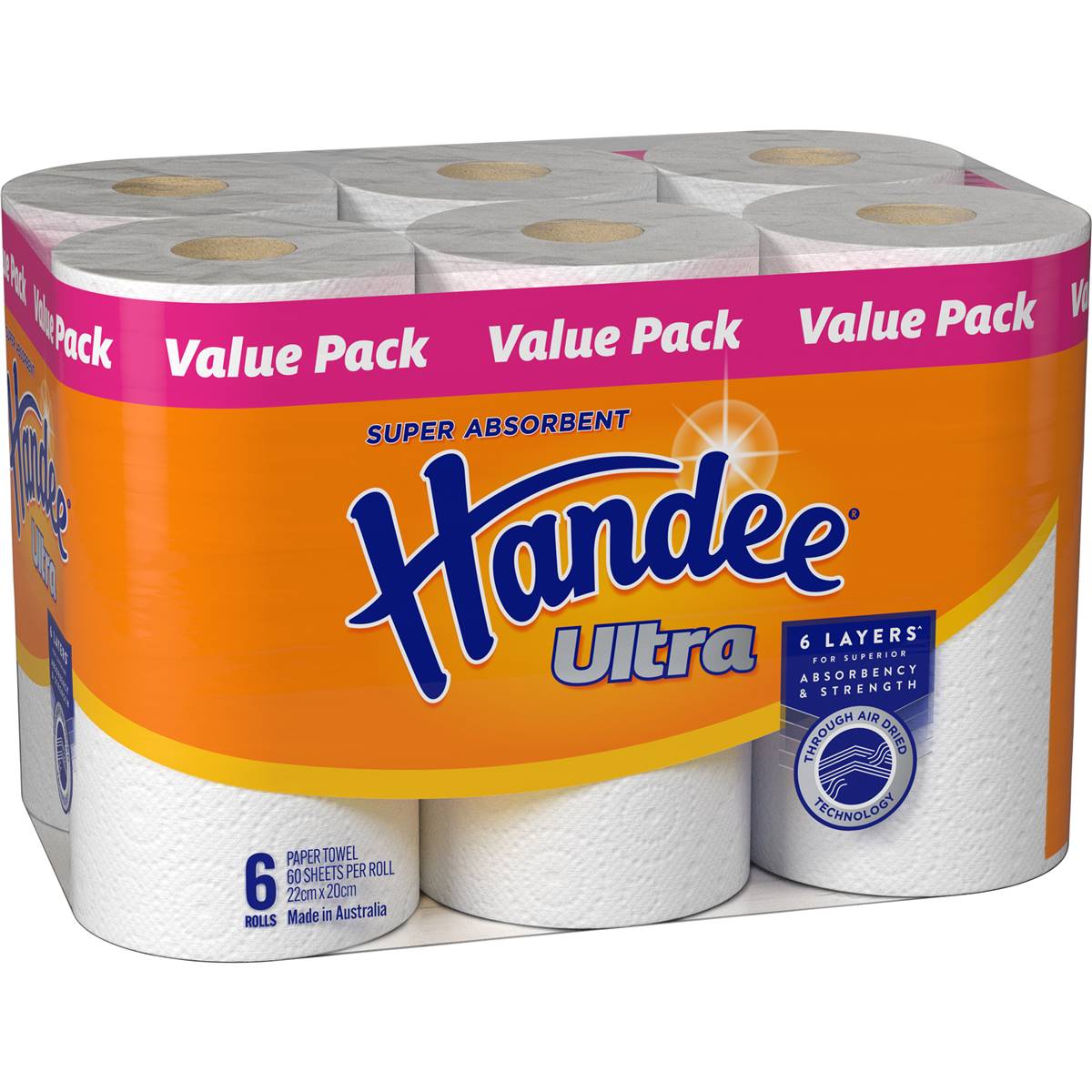 Handee Ultra Paper Towel 360ss 6pk Woolworths