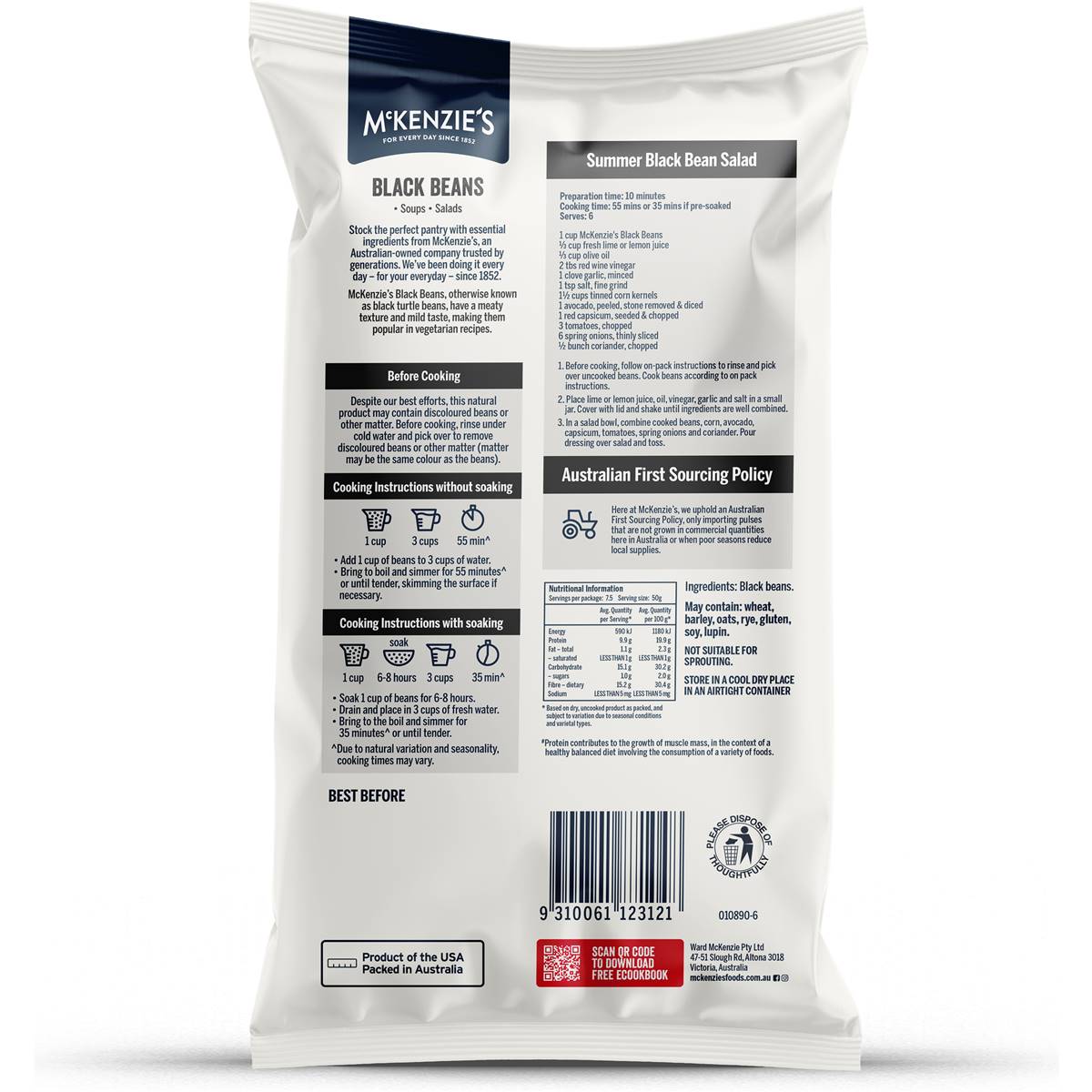 Mckenzie's Black Beans 375g Woolworths