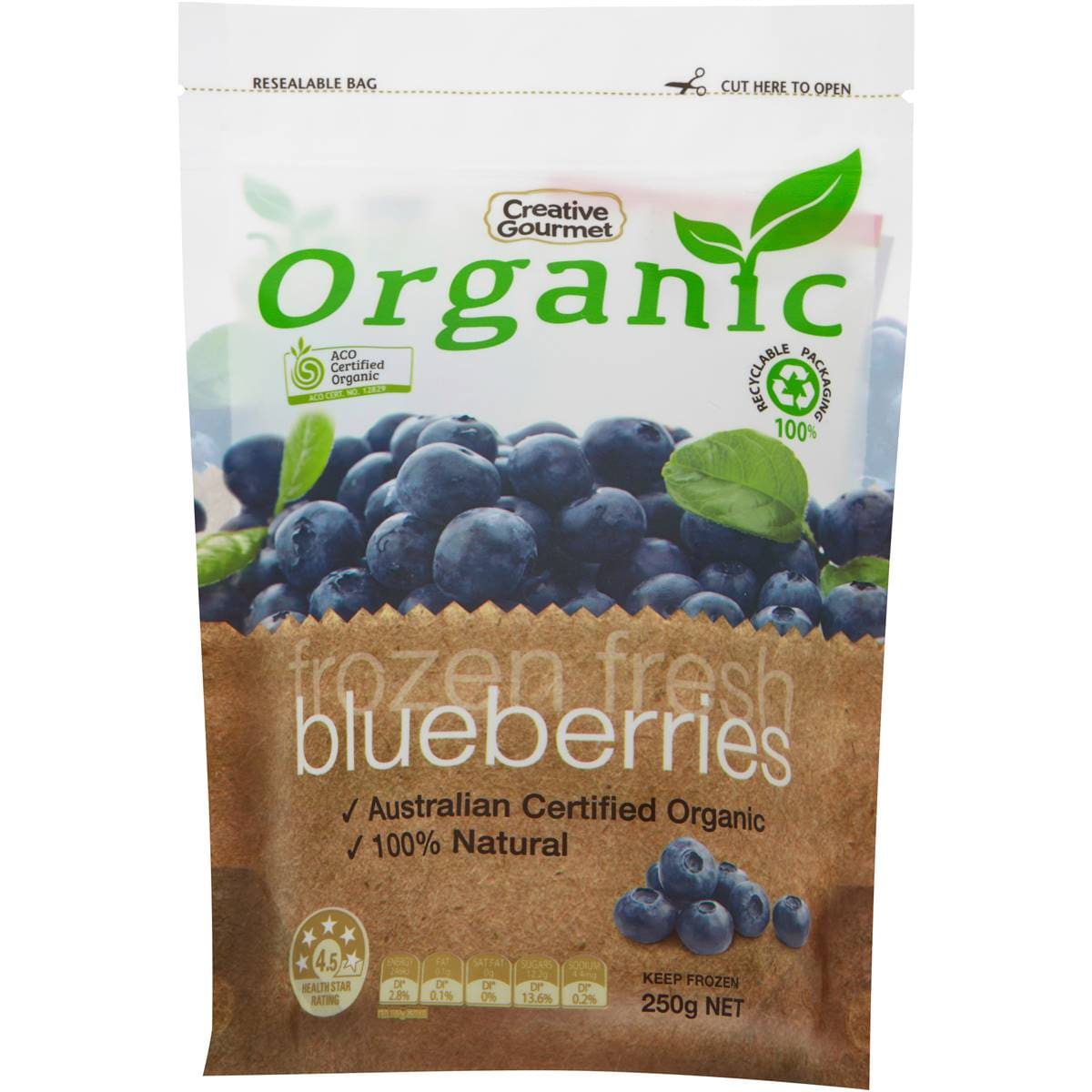 Creative Gourmet Organic Frozen Blueberries 250g Woolworths