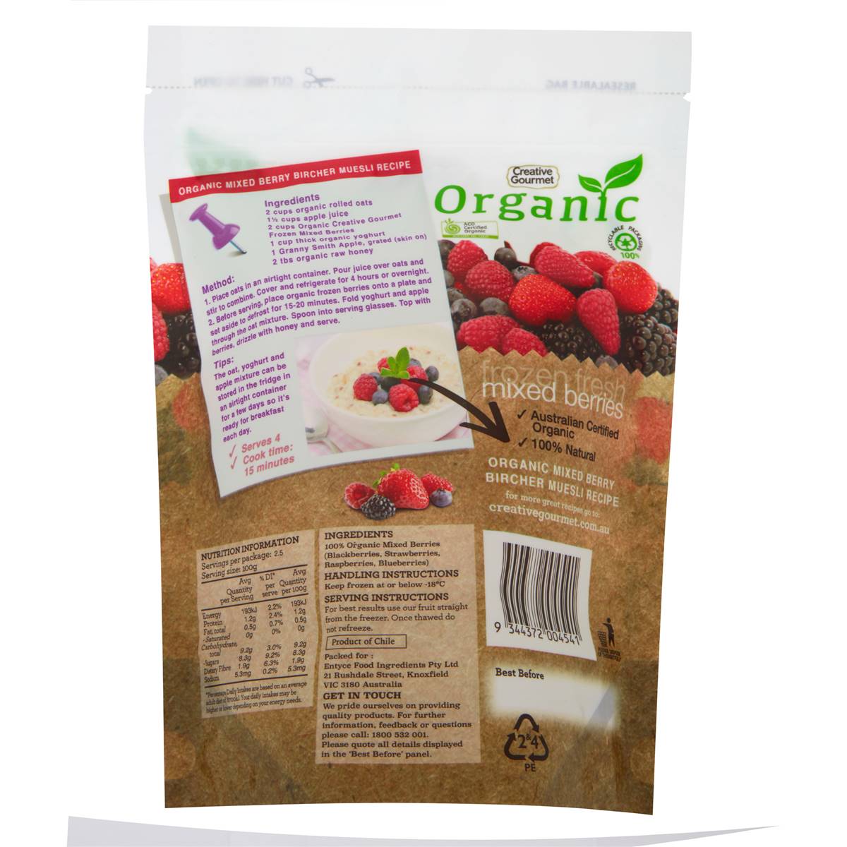 Creative Gourmet Organic Frozen Mixed Berries 250g | Woolworths