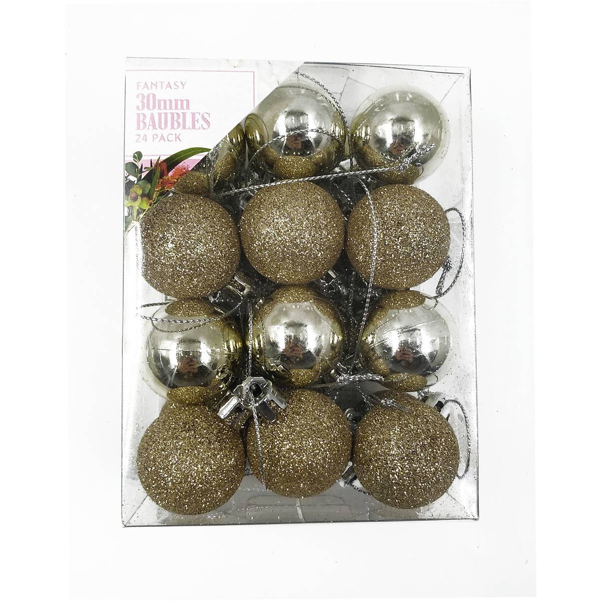 Christmas Fantasy / Hohoho 30mm Baubles 24 Pack | Woolworths