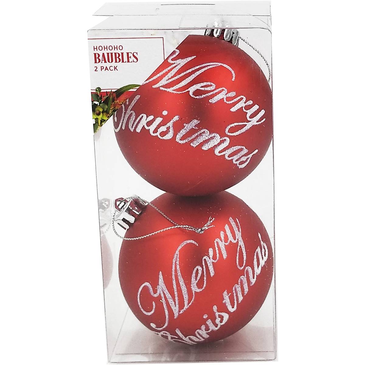 Christmas Hohoho Baubles 2 Pack | Woolworths