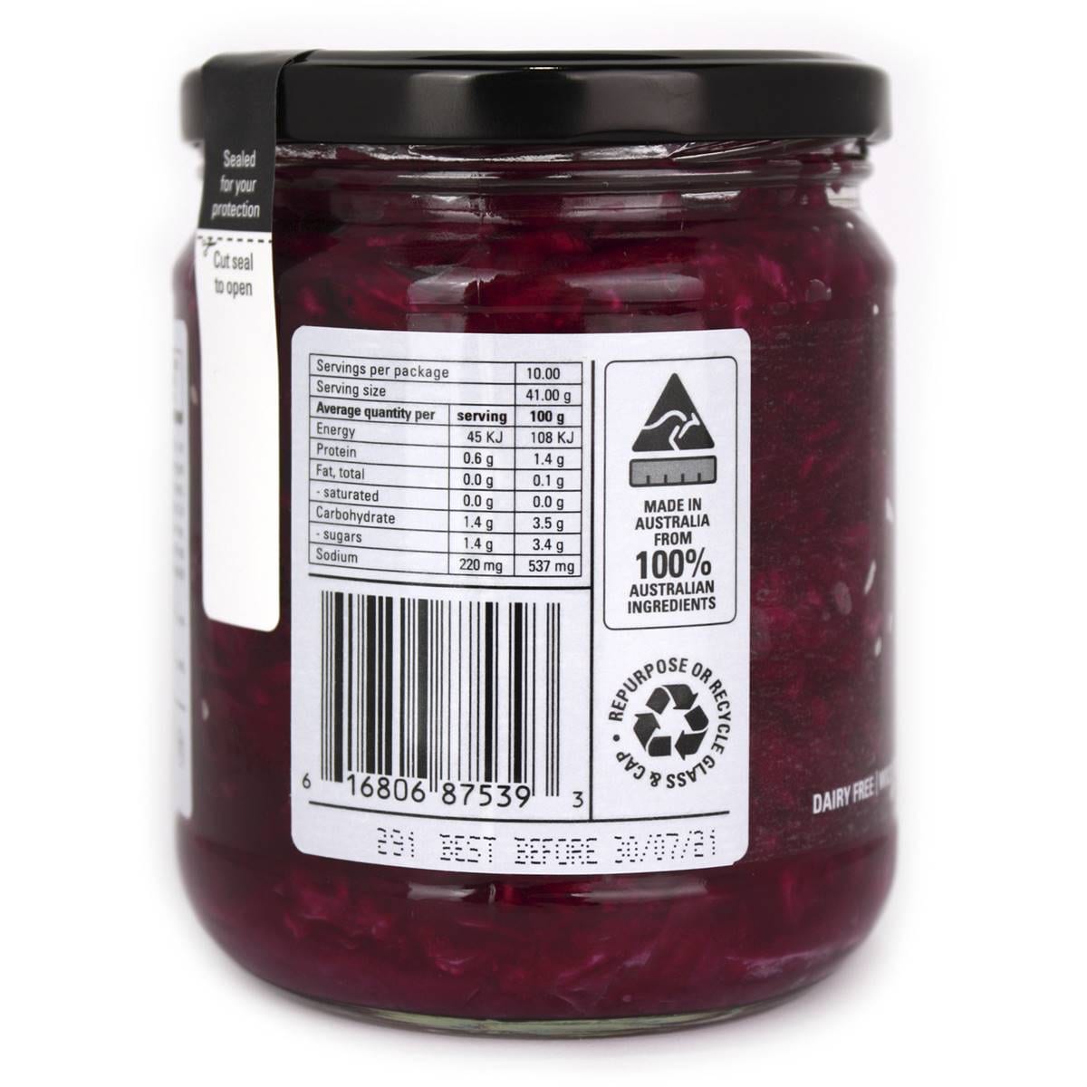 Kehoe's Organic Beetroot & Ginger Sauerkraut 410g Woolworths