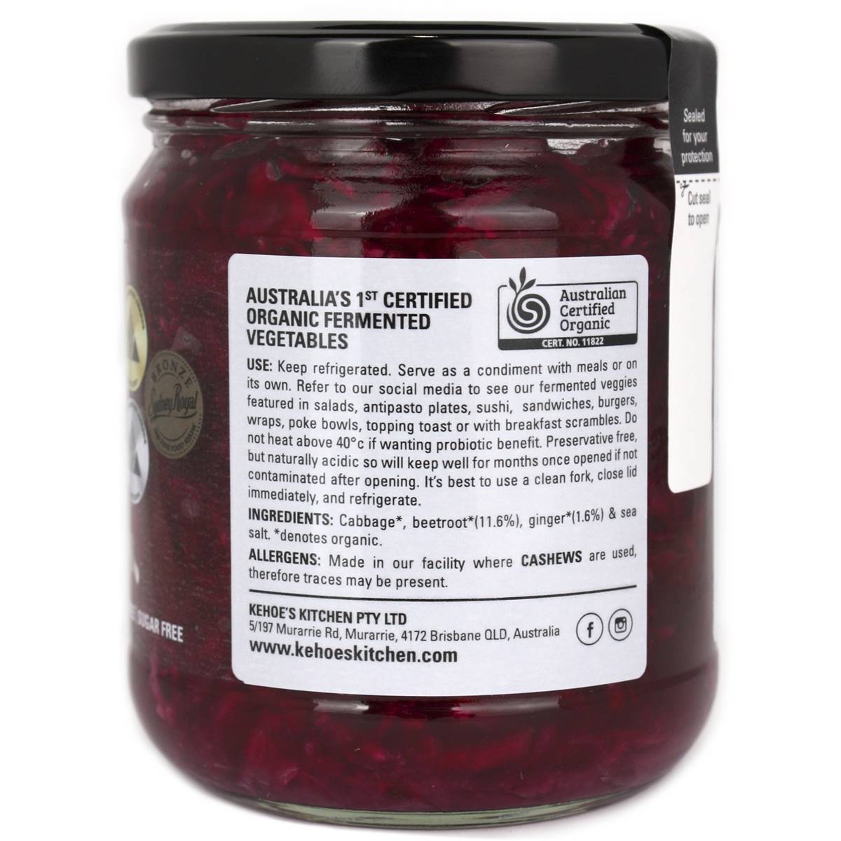 Kehoe's Organic Beetroot & Ginger Sauerkraut 410g Woolworths