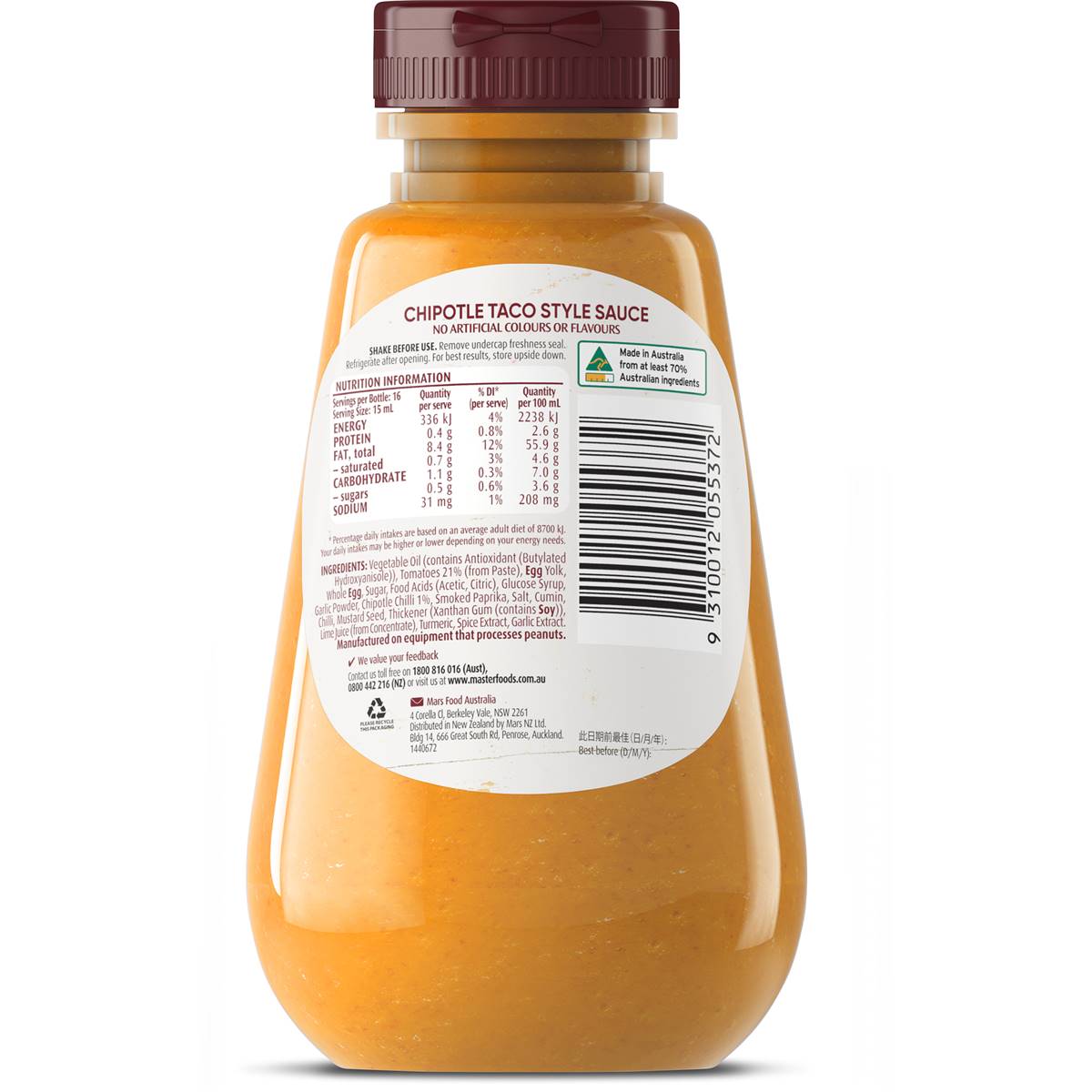 Masterfoods Chipotle Taco Style Sauce 250ml Woolworths