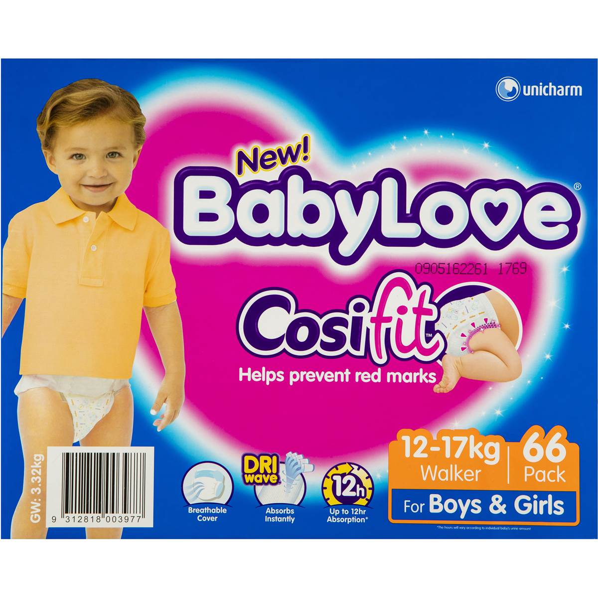 Babylove Cosifit Nappies Walker 1217kg 66pk jumbo Woolworths