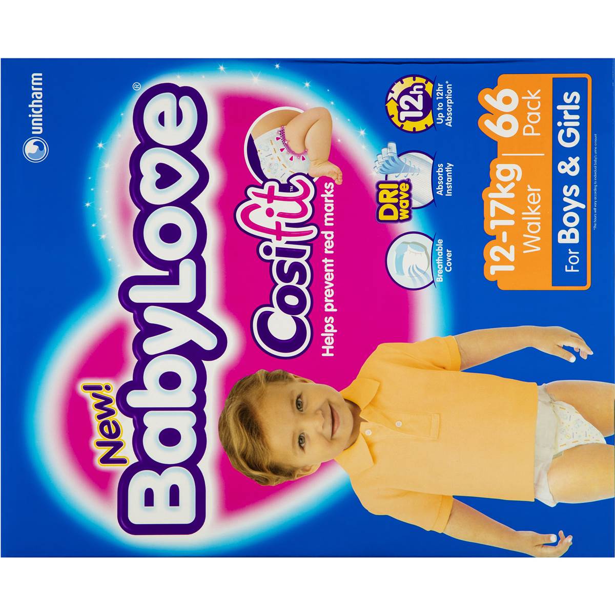 Babylove Cosifit Nappies Walker 1217kg 66pk jumbo Woolworths