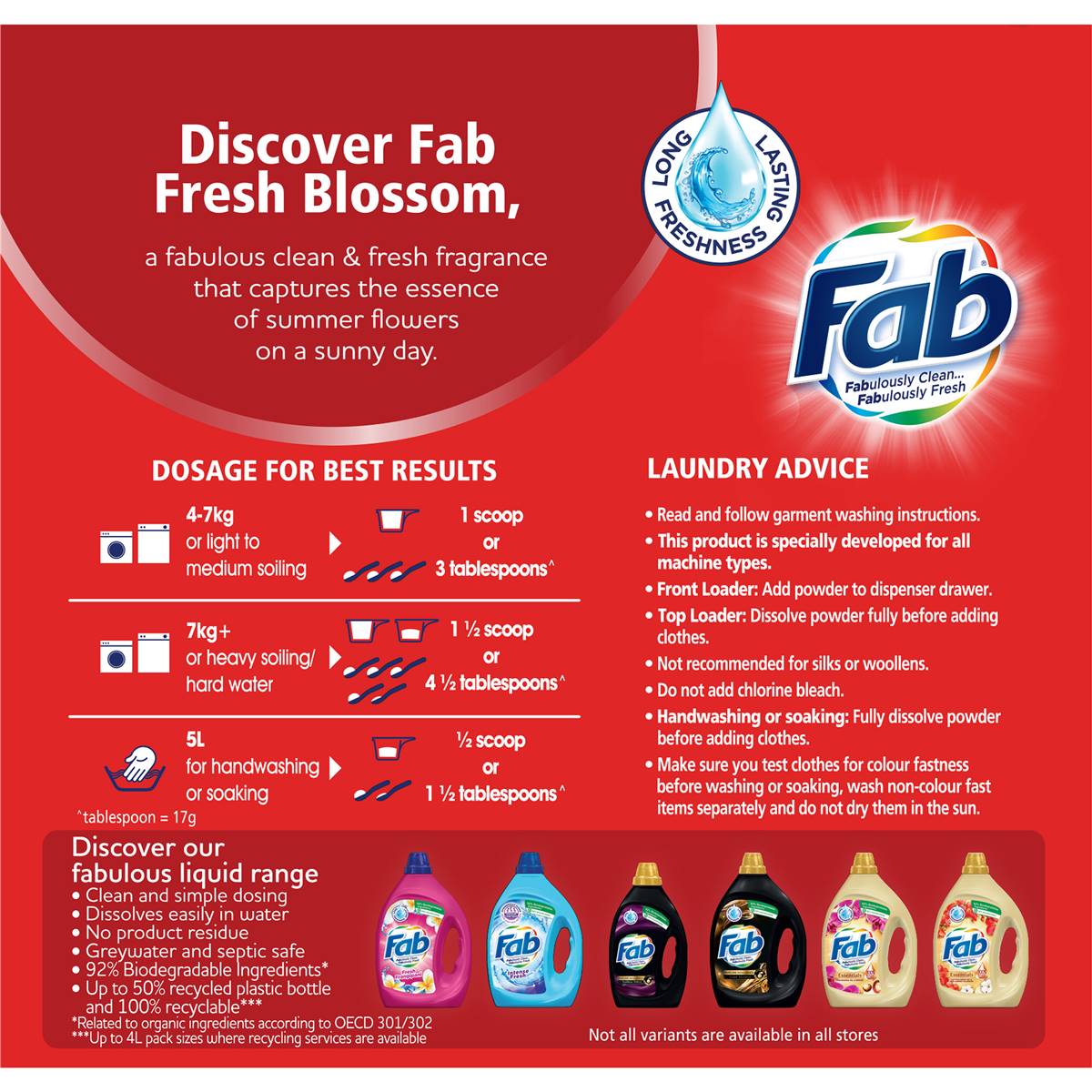 Fab Fresh Blossoms Laundry Detergent Powder 1kg Woolworths