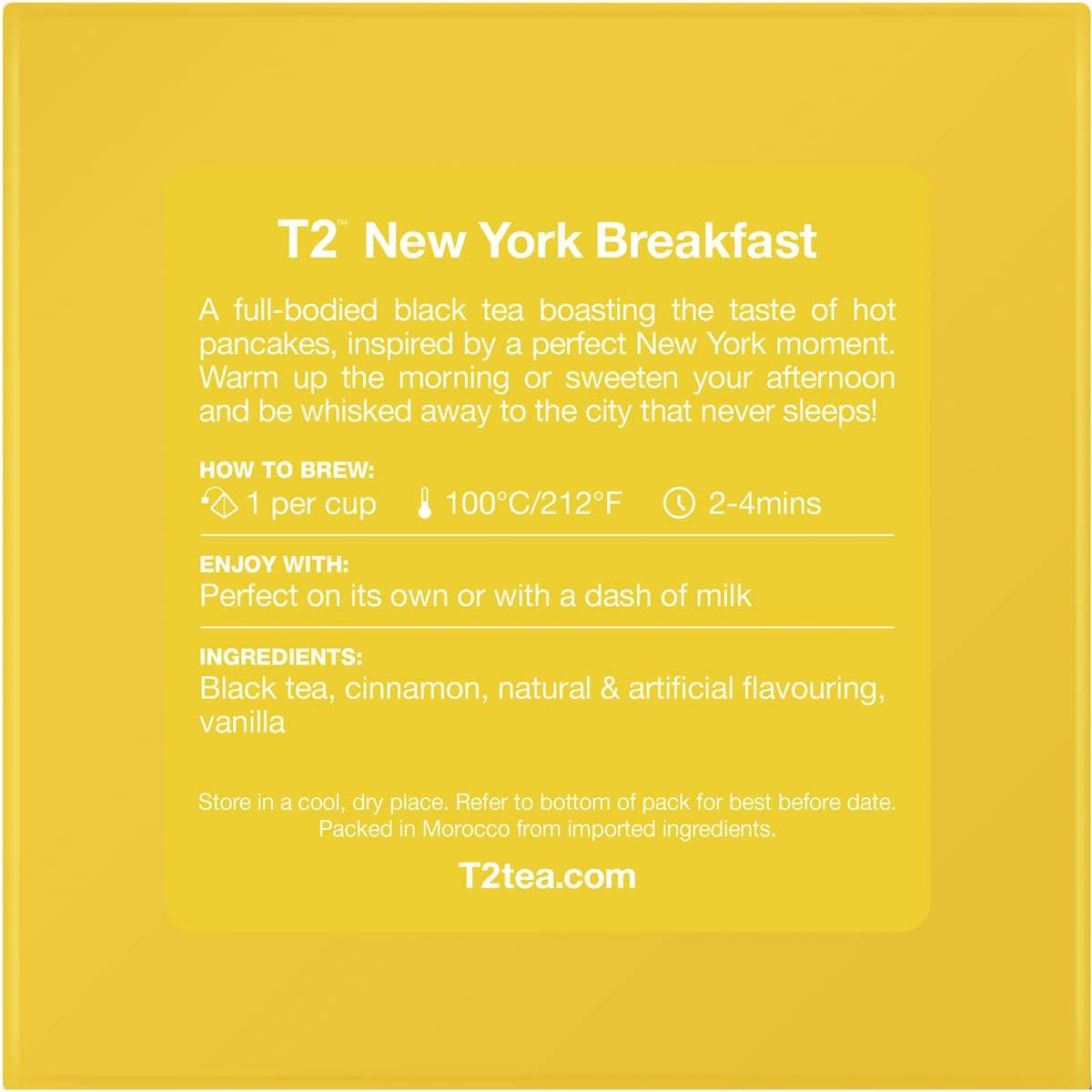 T2 New York Breakfast Black Tea Bags 25 Pack Woolworths