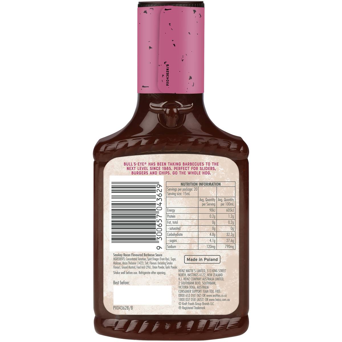 Bull S Eye Barbecue Bbq Sauce Smokey Bacon 300ml Woolworths