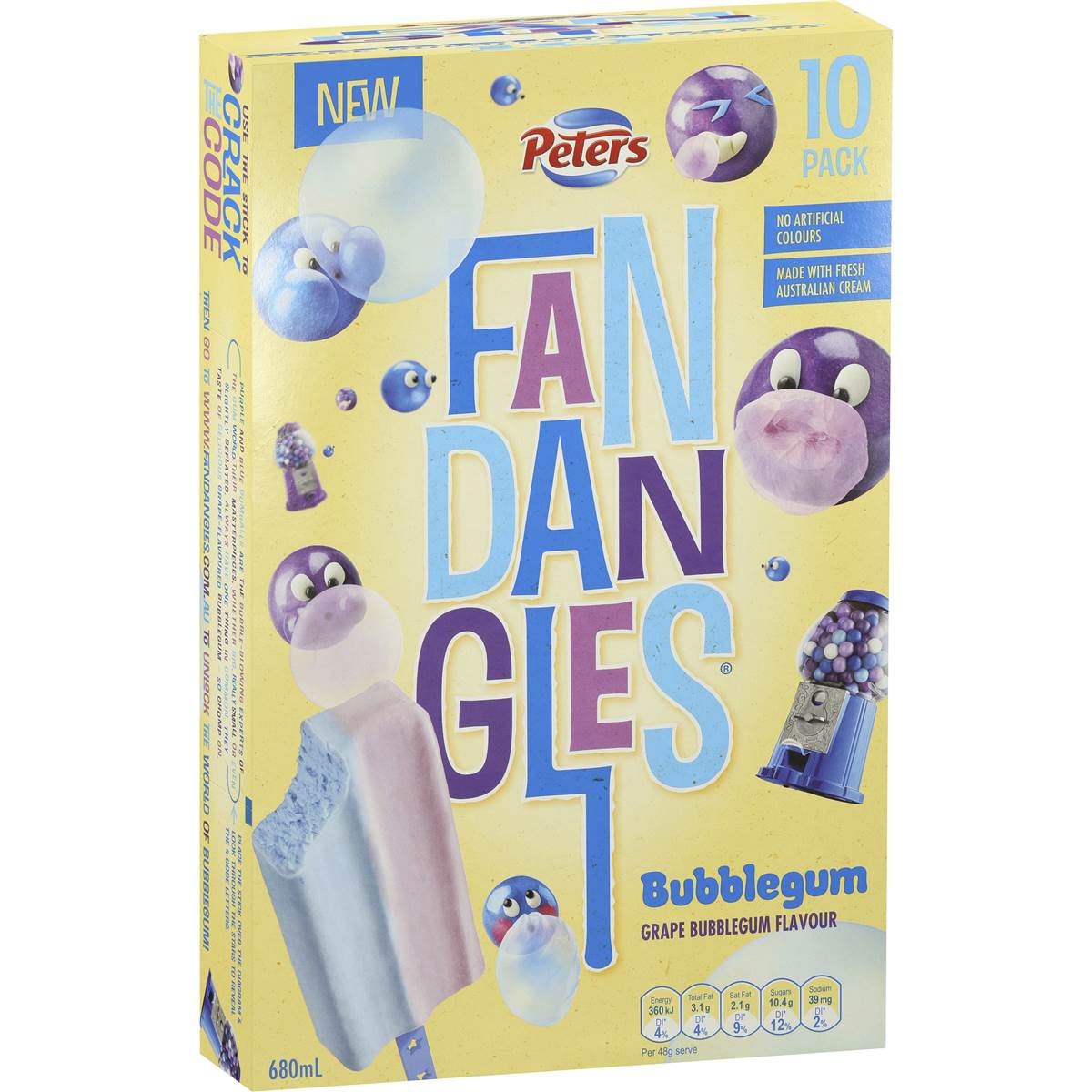 Peters Fandangles Ice Cream Bubblegum 10 Pack Woolworths