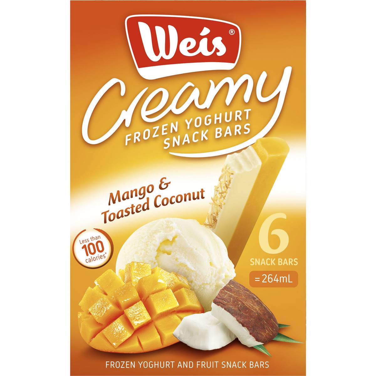 Weis Frozen Yoghurt Mango & Toasted Coconut 6 Pack Woolworths