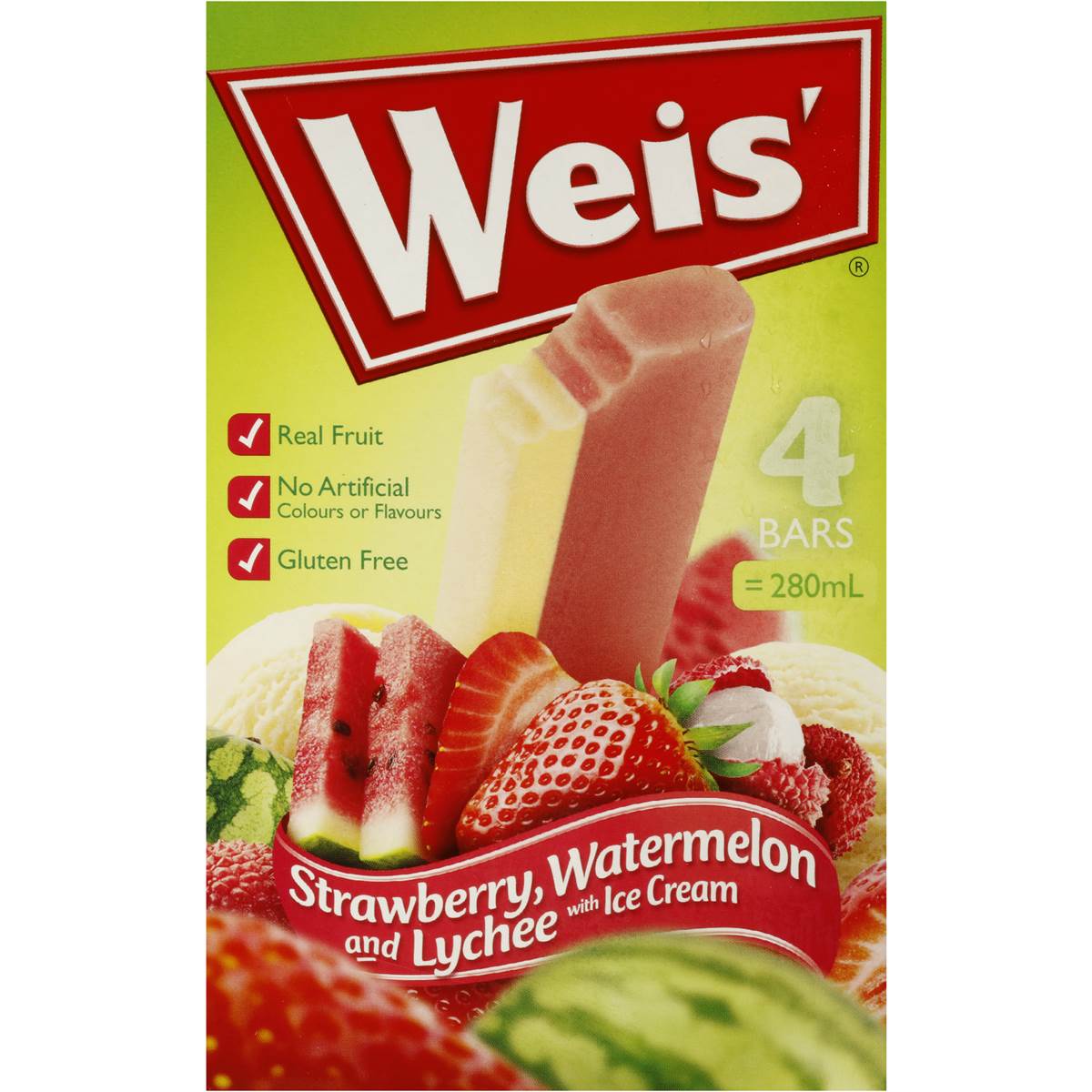 Weis Strawberry Watermelon & Lychee Bar 4 Pack Woolworths