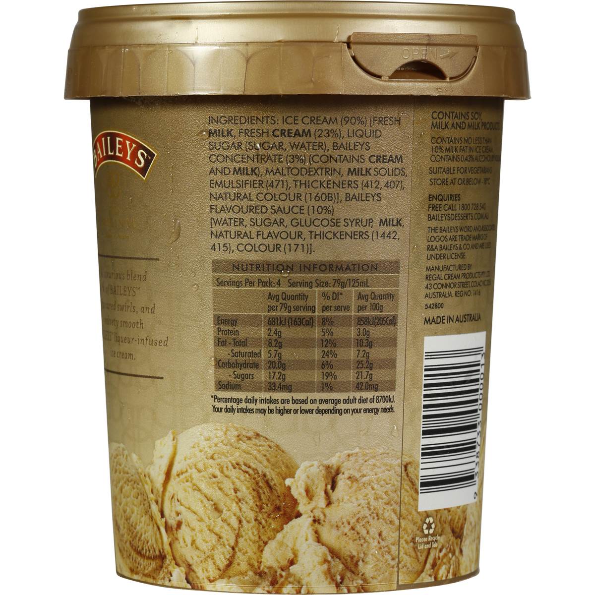 Baileys Ice Cream Tub 500ml Woolworths
