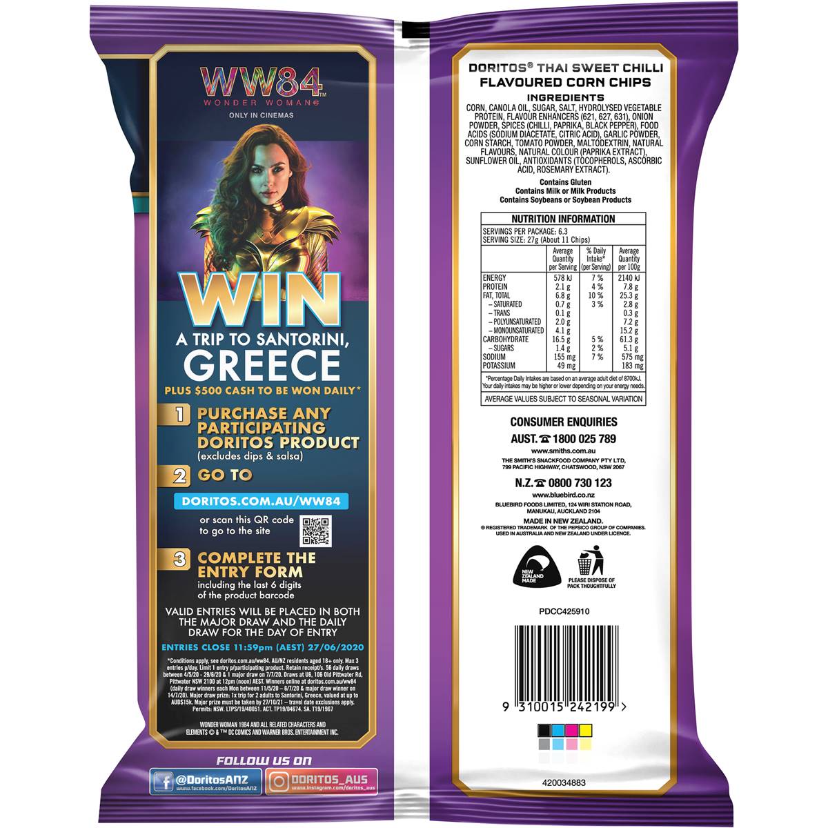 Doritos Share Pack Thai Sweet Chilli 170g Woolworths