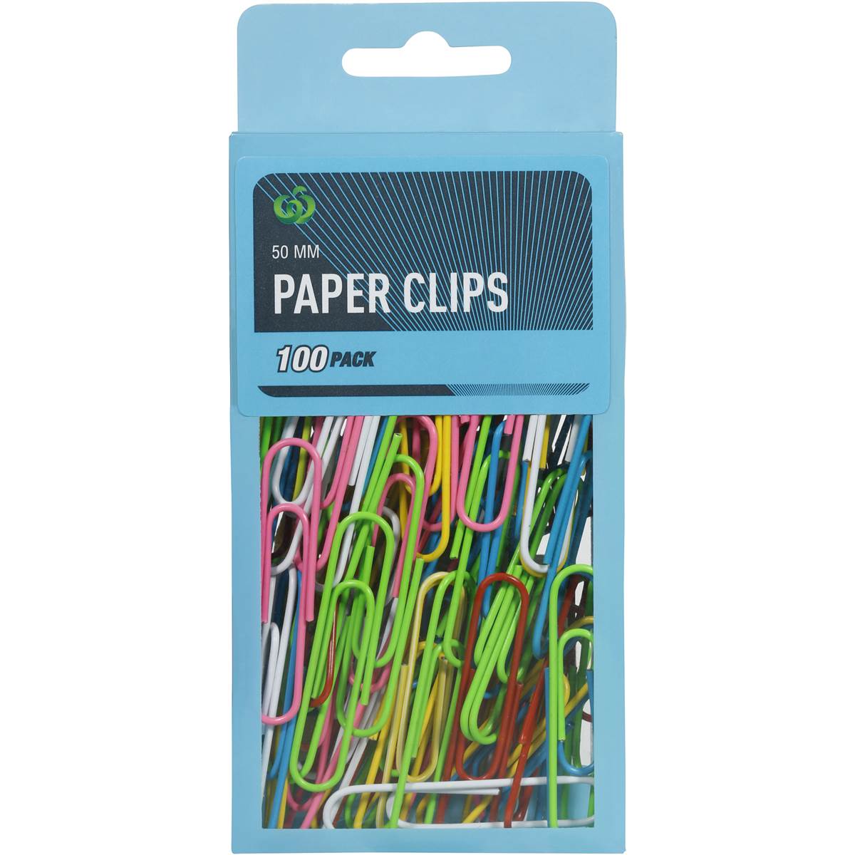 Woolworths Coloured Paper Clips 50mm 100pk Woolworths