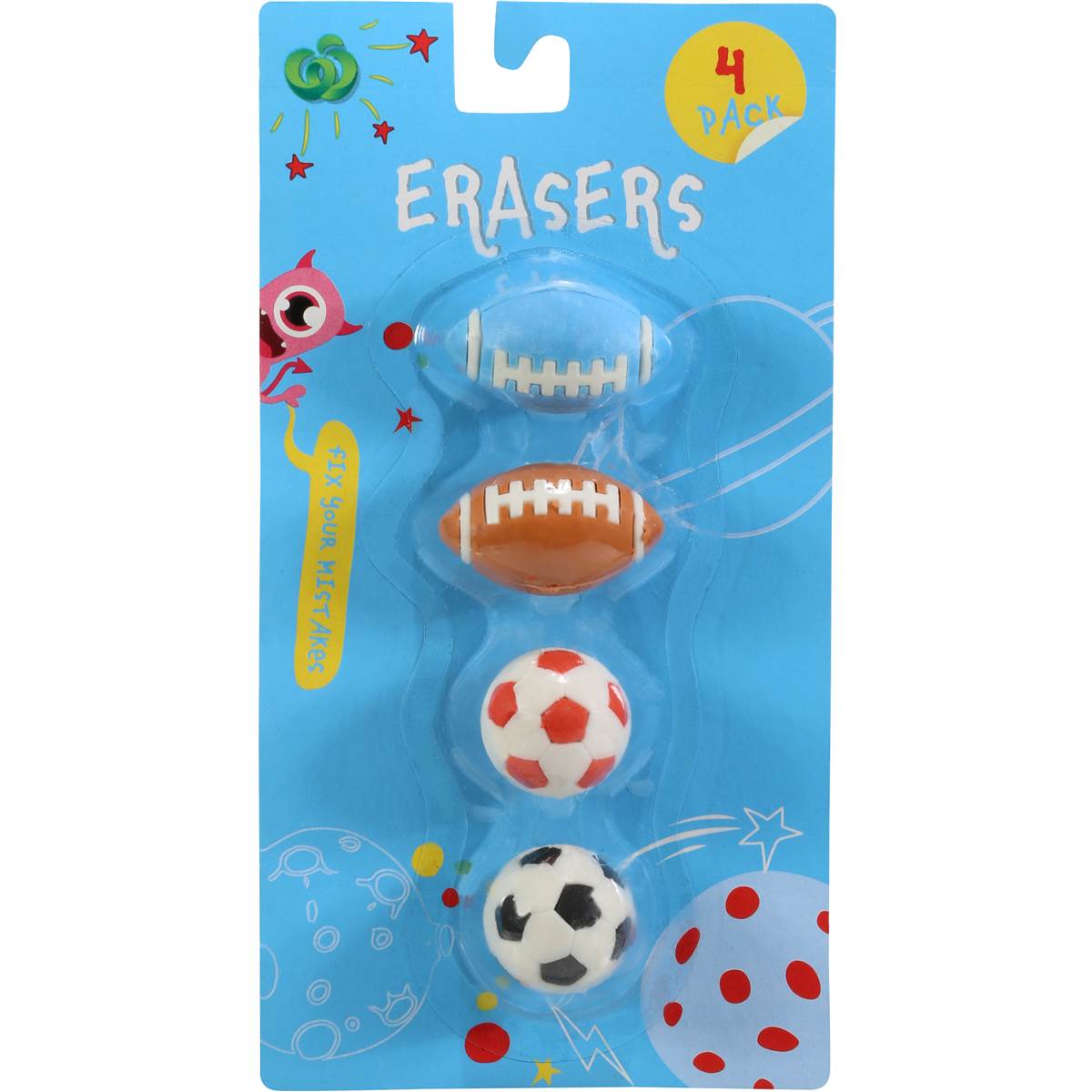 Woolworths Kids Stationery Erasers 4pk Woolworths