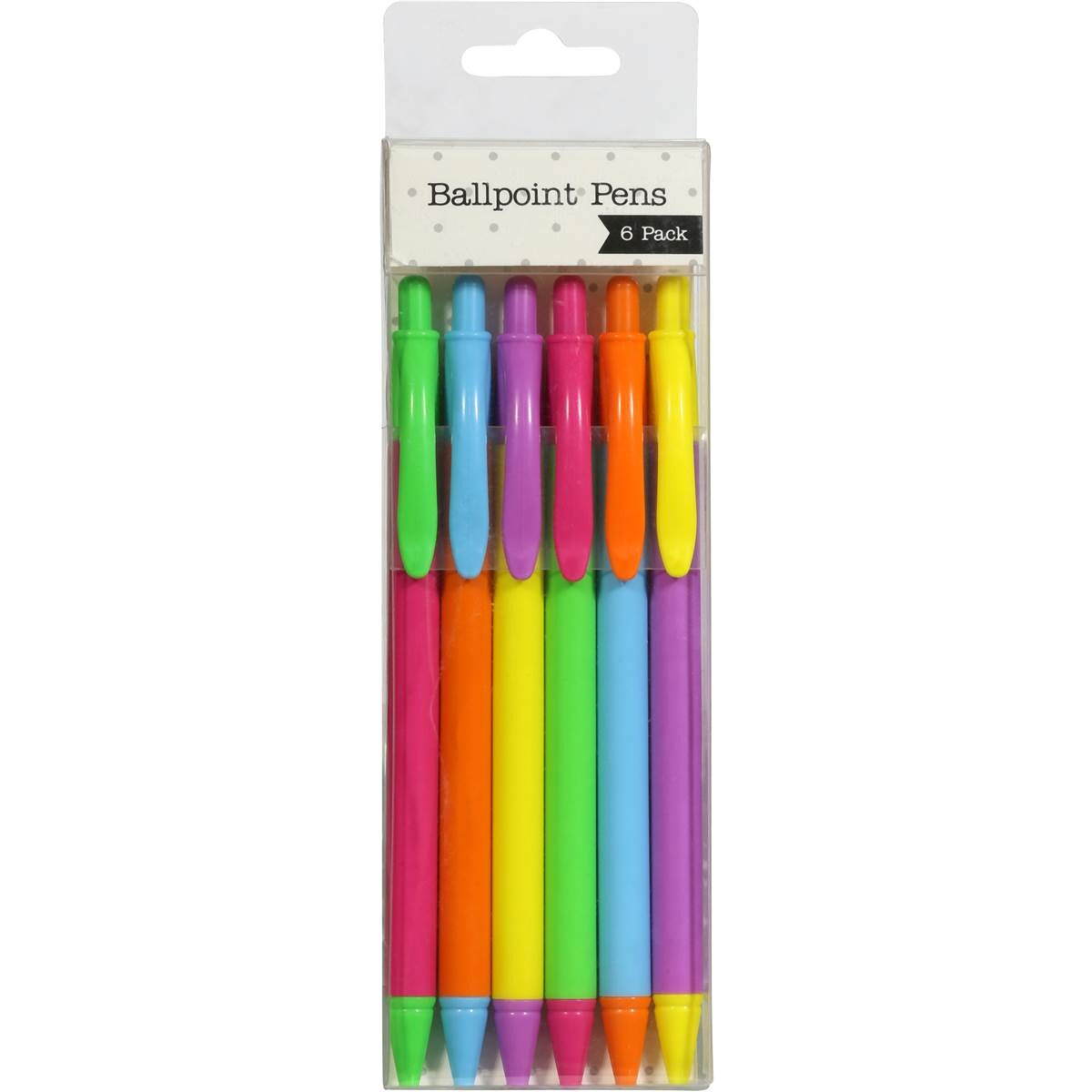 Woolworths Retractable Ballpoint Pen 6pk Woolworths
