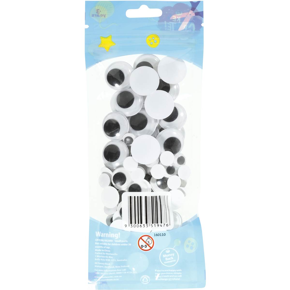 Woolworths Make & Create Wiggly Eyes 100 Pack Woolworths