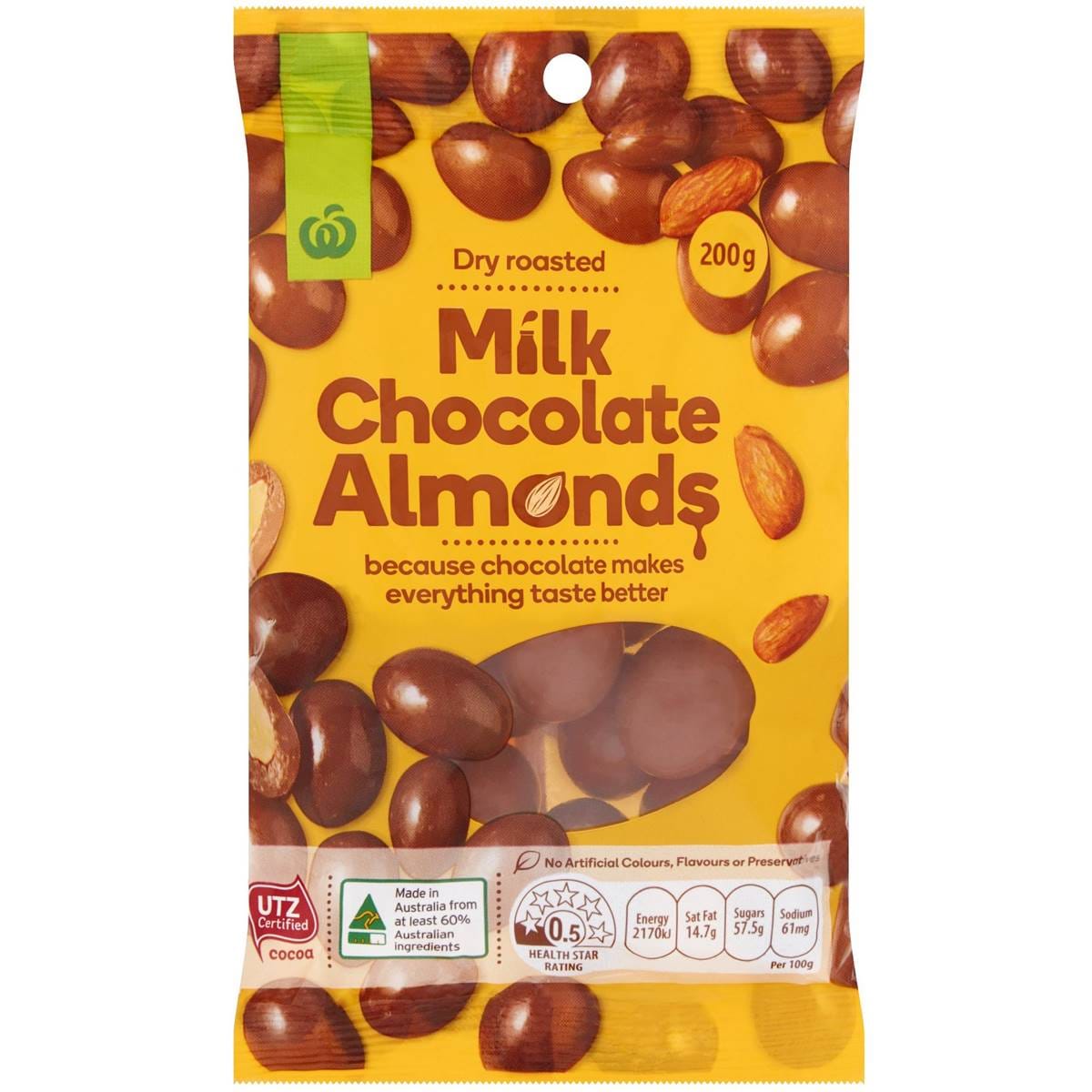 Woolworths Milk Chocolate Almonds 200g Woolworths