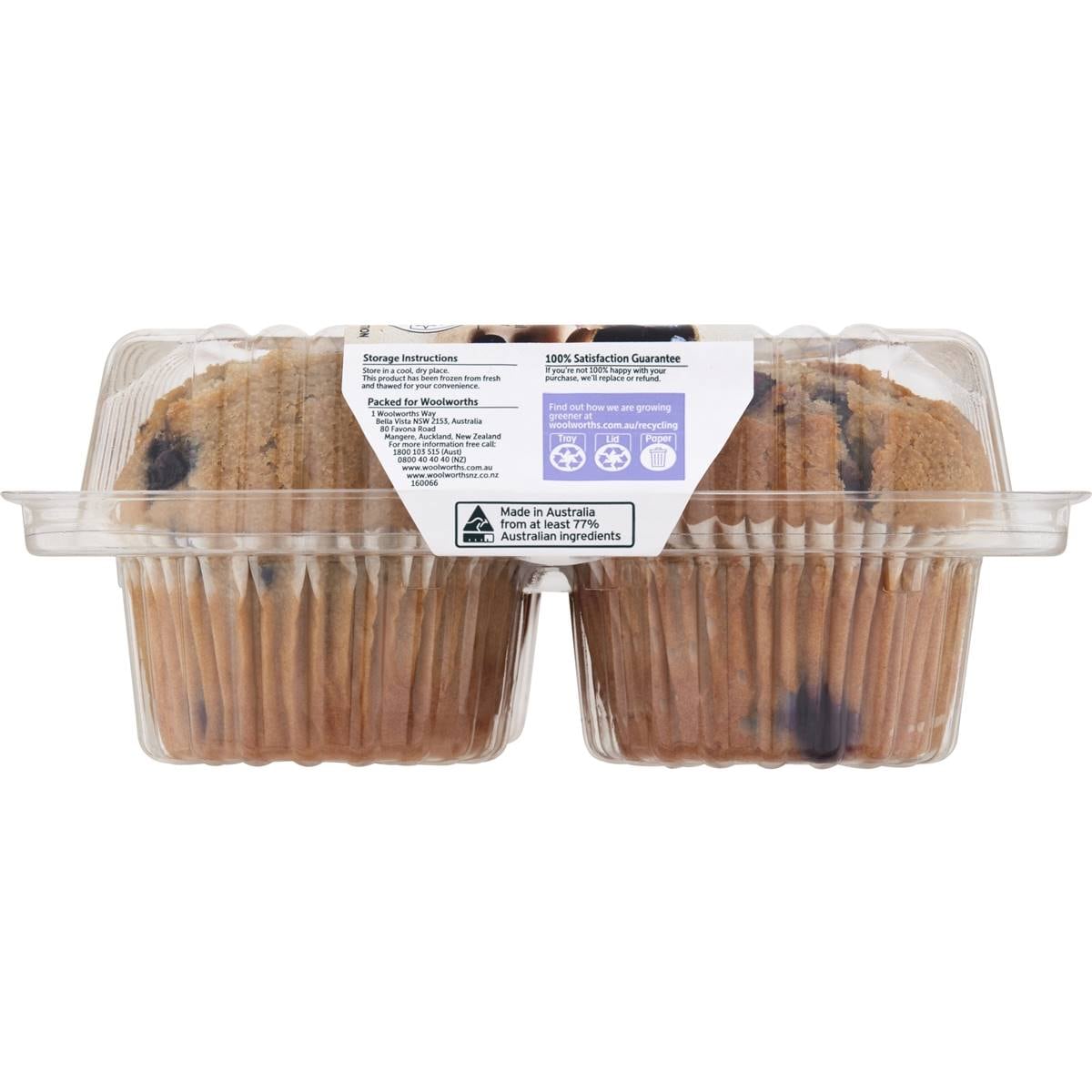 Woolworths Blueberry Muffins 4 Pack Woolworths