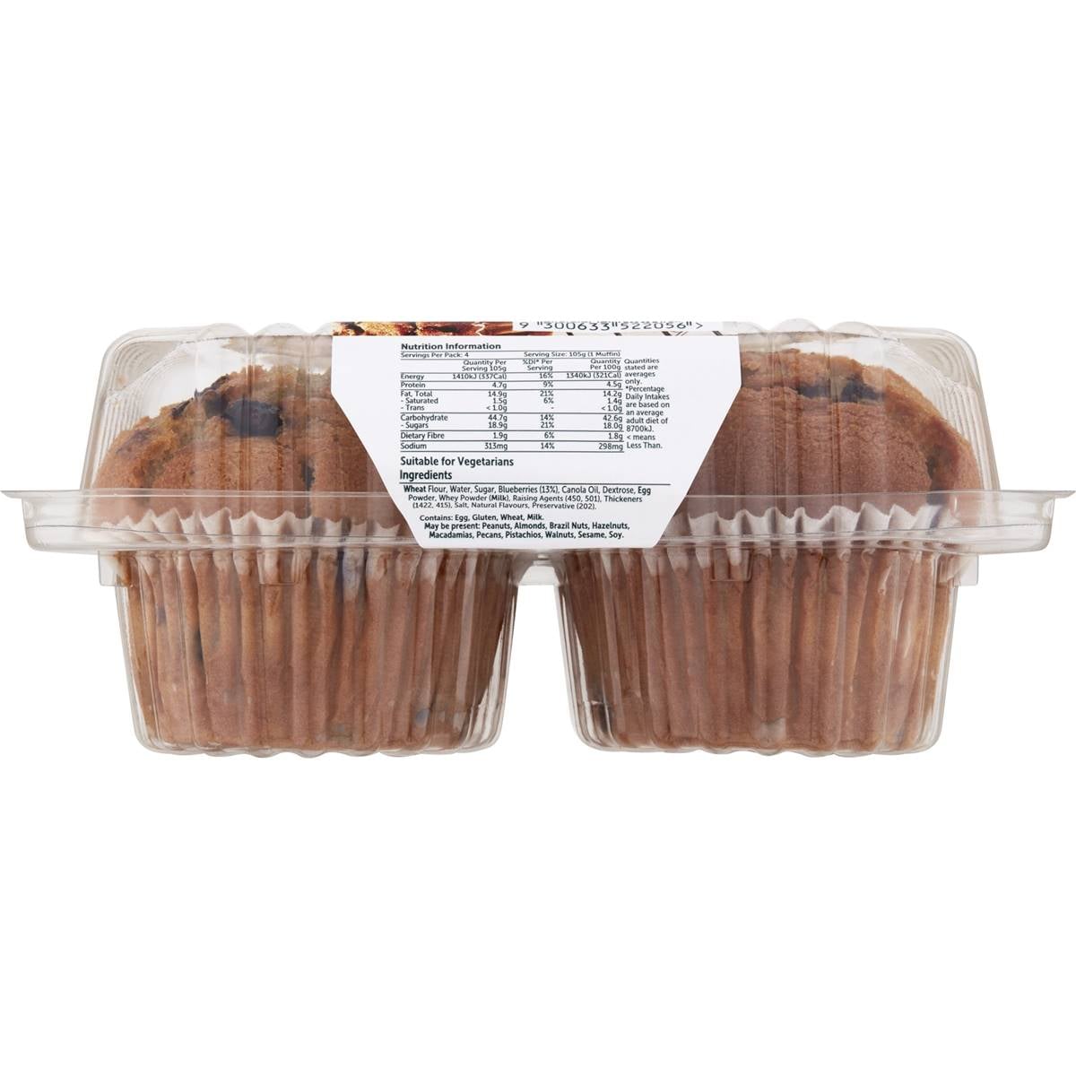 Woolworths Blueberry Muffins 4 Pack Woolworths