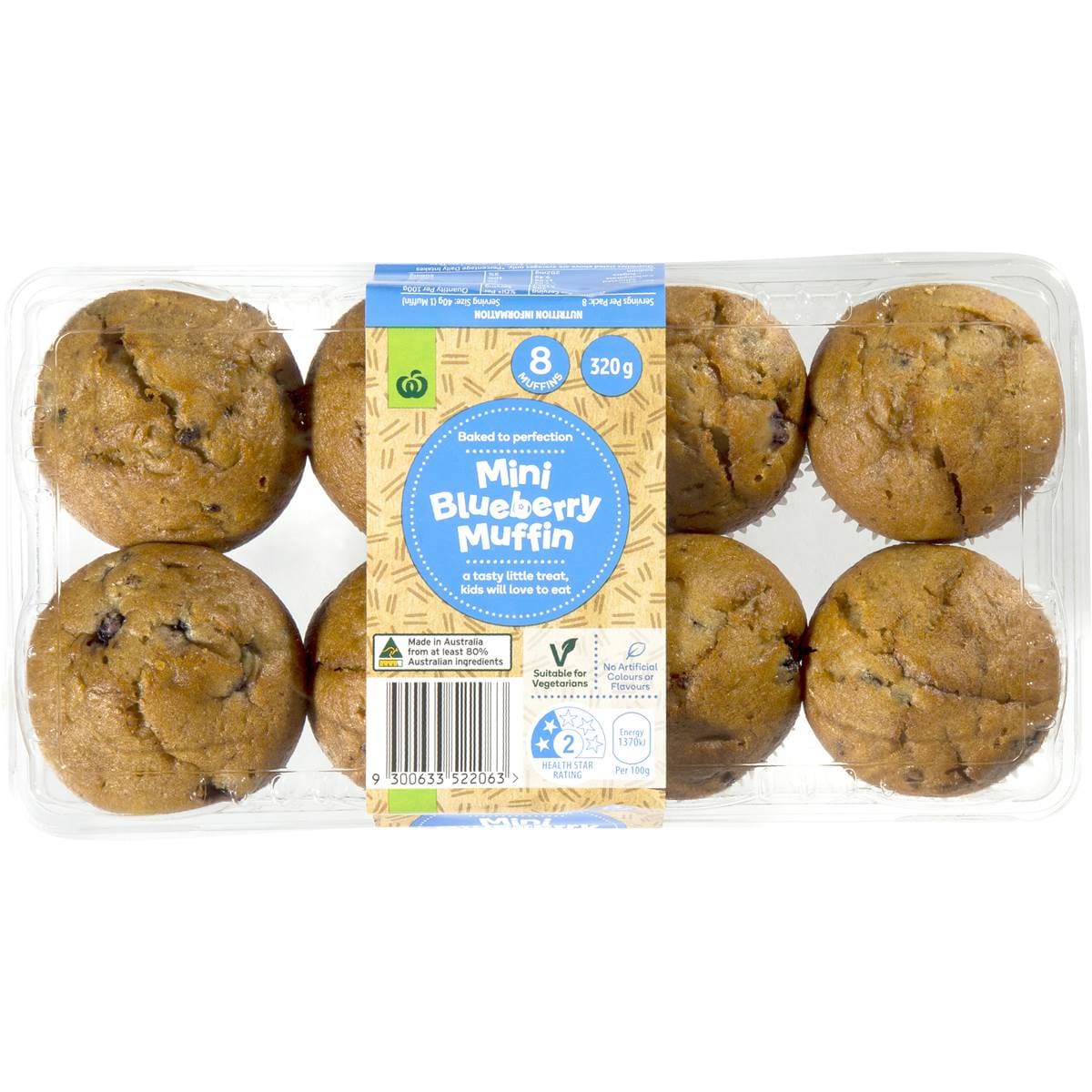 Woolworths Select Mini Blueberry Muffins 8pk 320g Woolworths