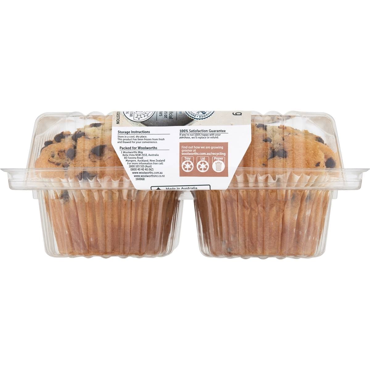 Woolworths Choc Chip Muffin 4 Pack Woolworths